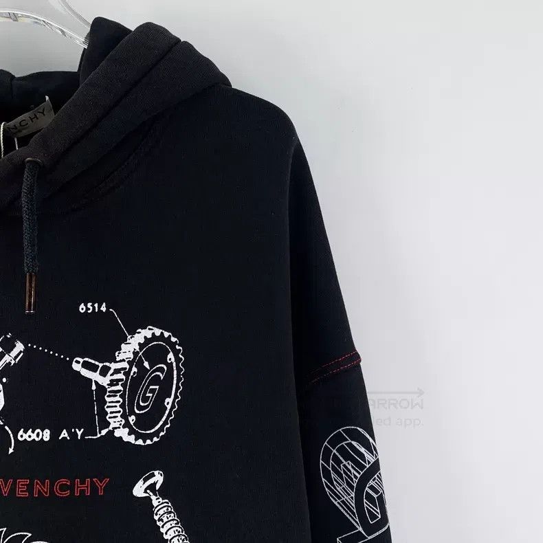 Givenchy Givenchy Black Multi-Element Tech Print Cotton Hooded Draw Size US XS / EU 42 / 0 - 3 Thumbnail
