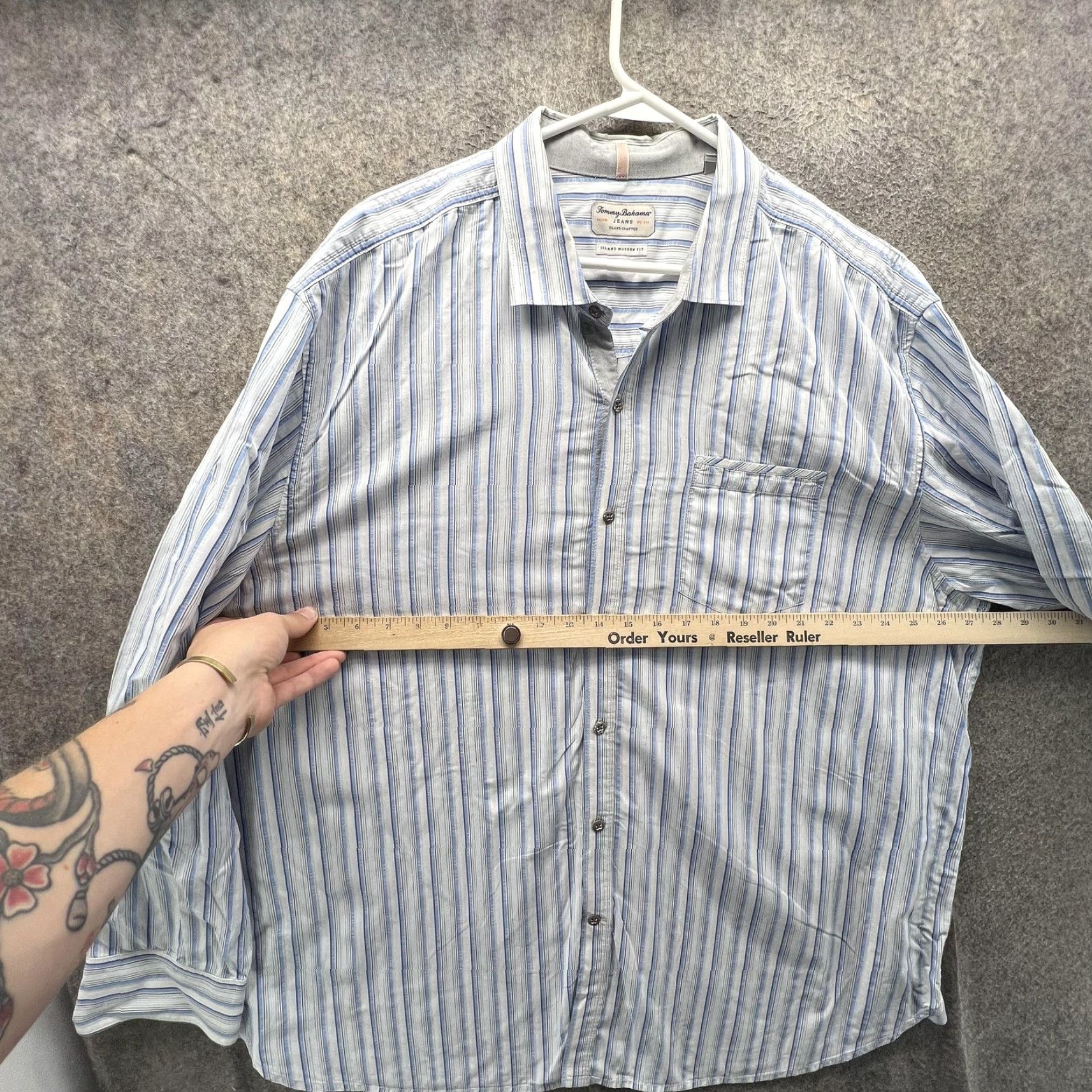Tommy Bahama Tommy Bahama Jeans Shirt Mens 2XL Blue Stripe Long Sleeve Button Front Casual Shirt Size US XXL / EU 58 / 5 - 3 Thumbnail