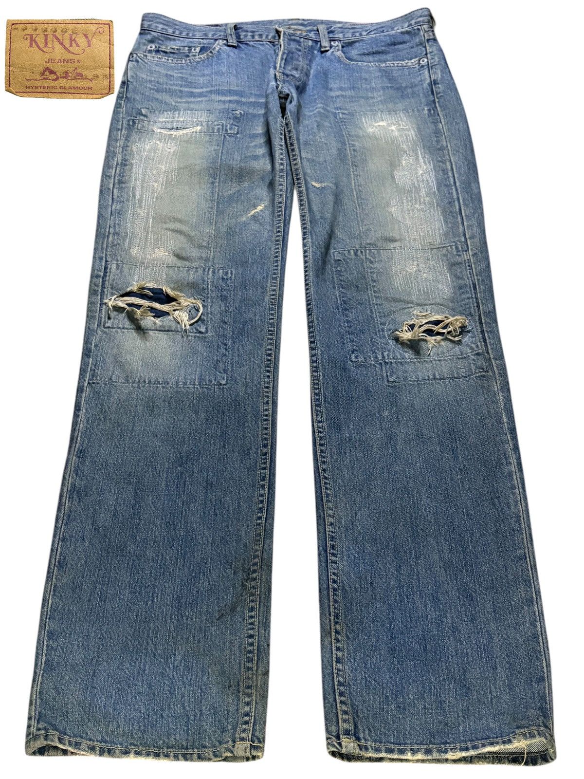 Hysteric Glamour × Japanese Brand Vintage Hysteric Glamour Mud Wash Patched Distressed Jean Size US 33 - 1 Thumbnail