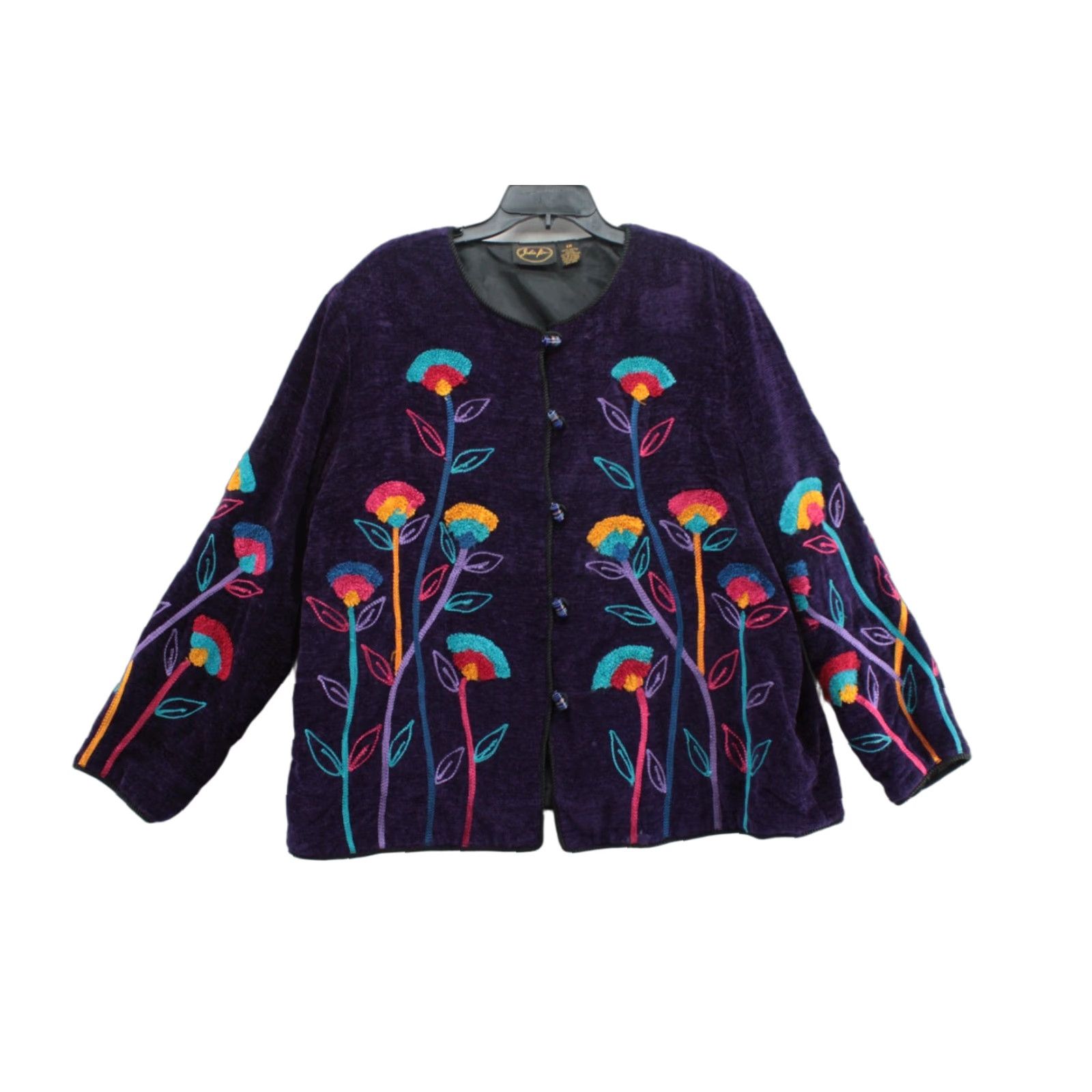 Vintage VINTAGE Julia Kim Art to wear Artsy Deco Embroidered Floral Women's Quirky Jacket Sz 1X Size XL / US 12-14 / IT 48-50 - 1 Thumbnail