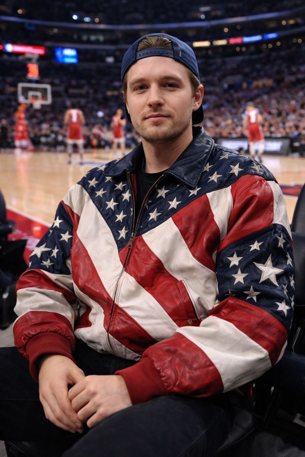 Michael Hoban 💥 MICHEAL HOBEN AMERICAN FLAG BOMBER JACKET Size US L / EU 52-54 / 3 - 12 Thumbnail