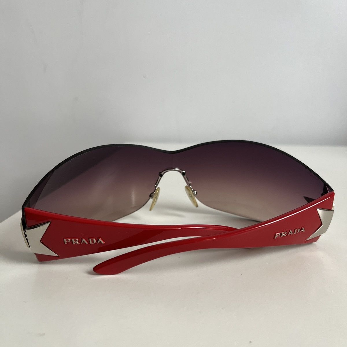 Prada FREE SHIP! 2000s Prada Chrome Star Red Sunglasses Size ONE SIZE - 11 Thumbnail