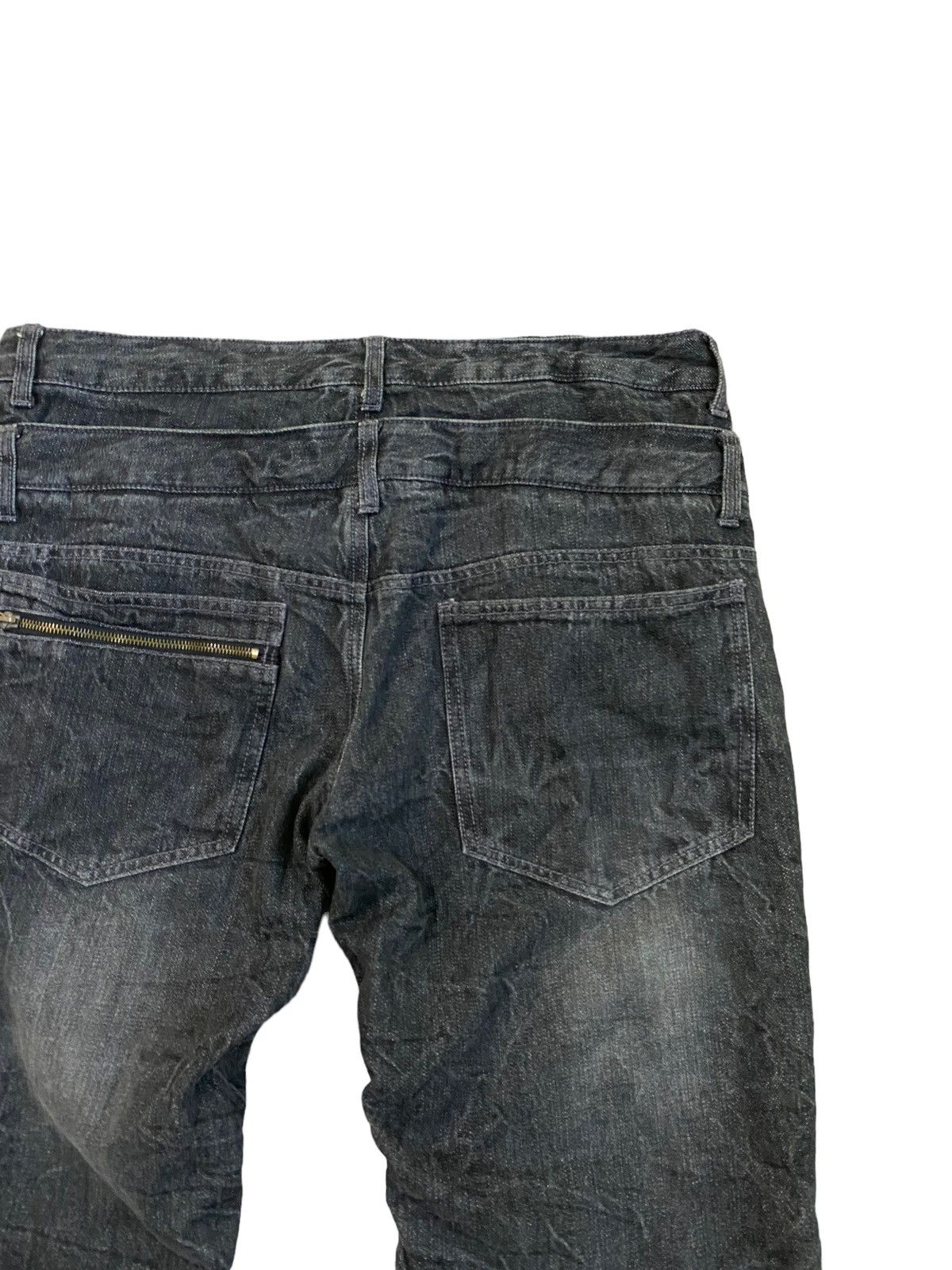 Japanese Brand Japan Denim Black Acid Wash Double Waist Stacked Denim Jeans Size US 35 - 12 Thumbnail