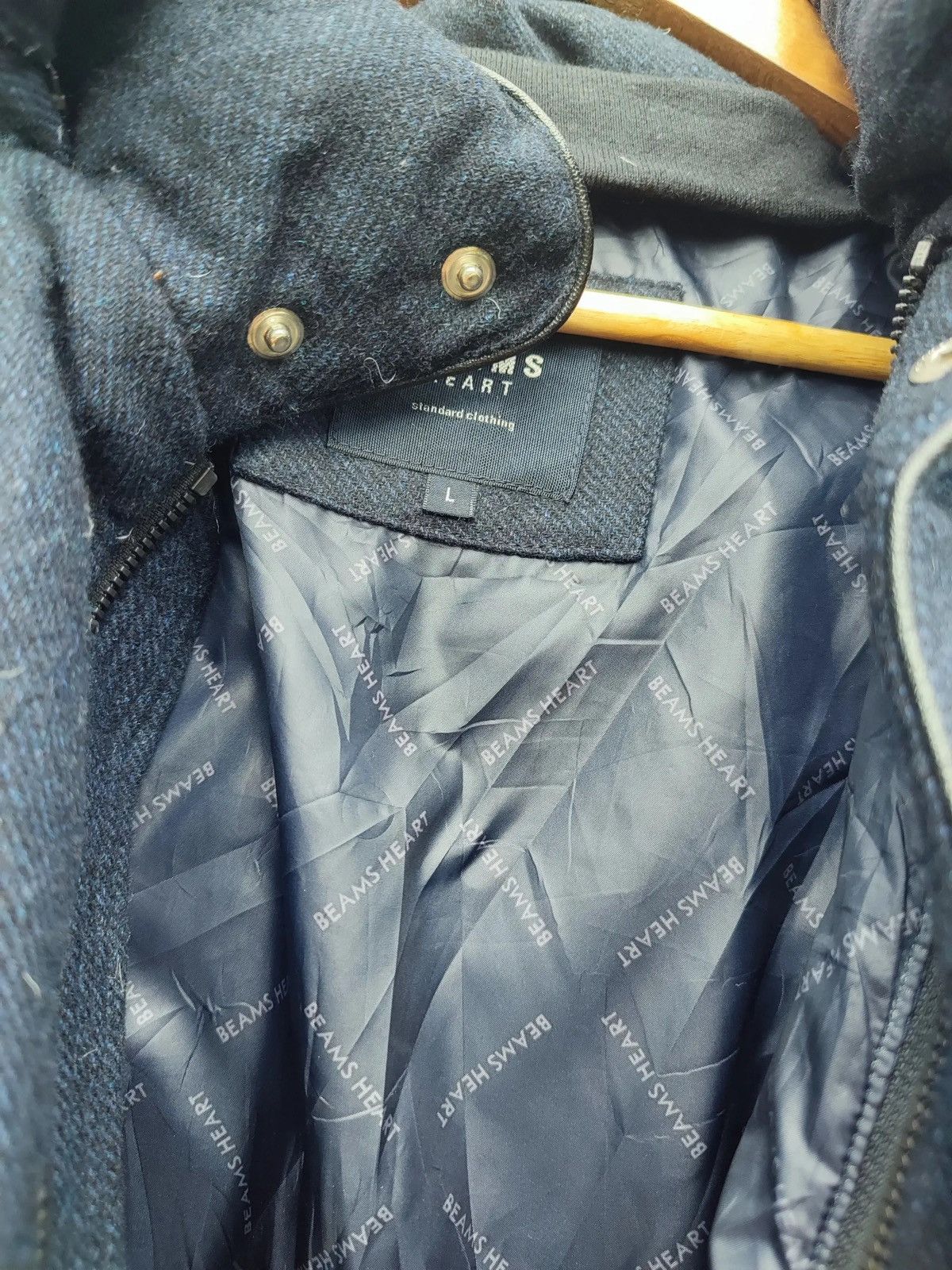 Beams Plus × Designer × Japanese Brand Beams Heart Navy Wool-Blend Down Jacket Japanese Streetwear Size US L / EU 52-54 / 3 - 13 Thumbnail