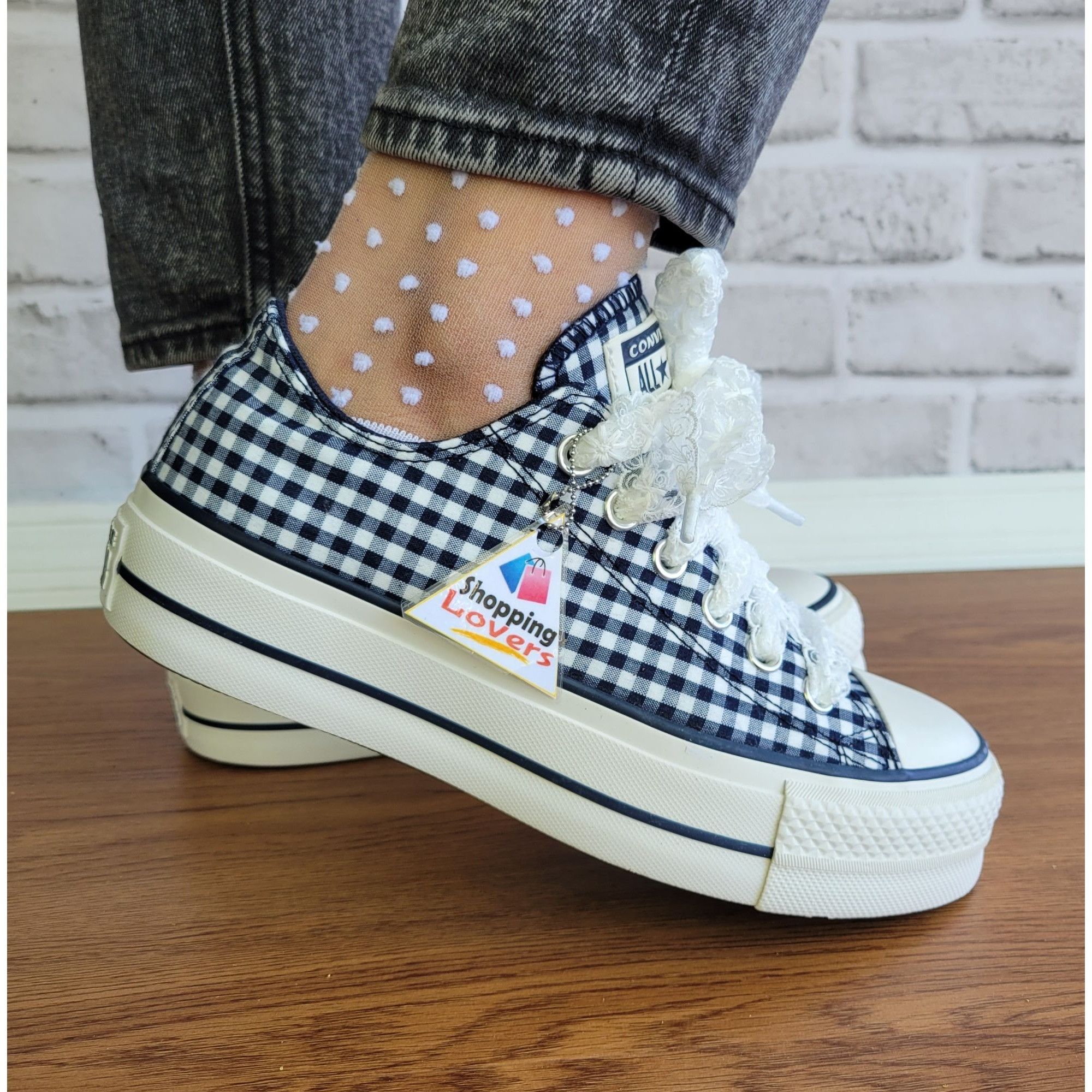 Converse ❤️Chuck Taylor All Star Lift Gingham 11 Womens Shoes Navy Wh Size US 11 / IT 41 - 12 Thumbnail