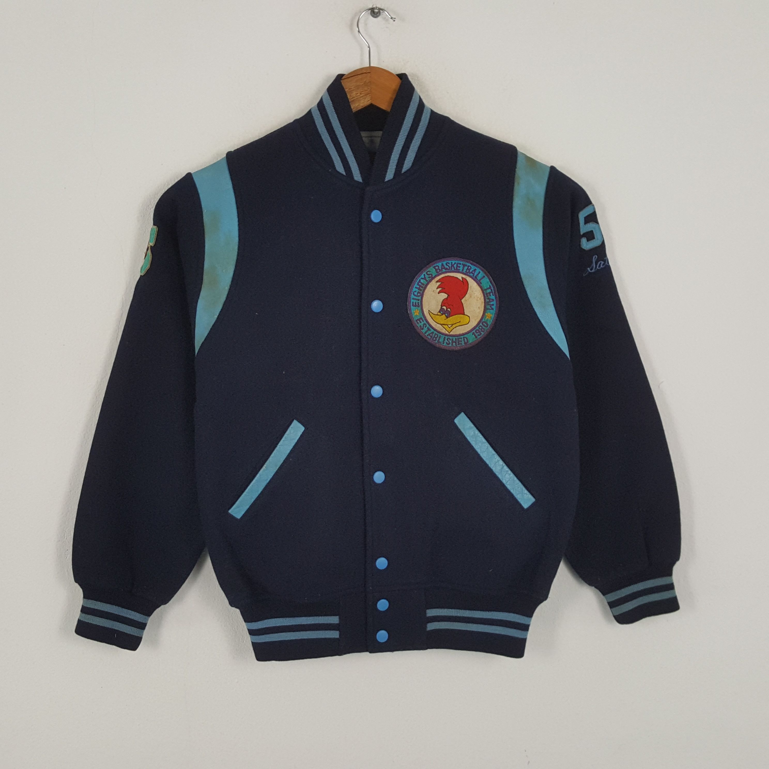Japanese Brand × NBA × Vintage Vintage EIGHTYS BASKETBALL American NBA Varsity Jacket Size US M / EU 48-50 / 2 - 1 Thumbnail