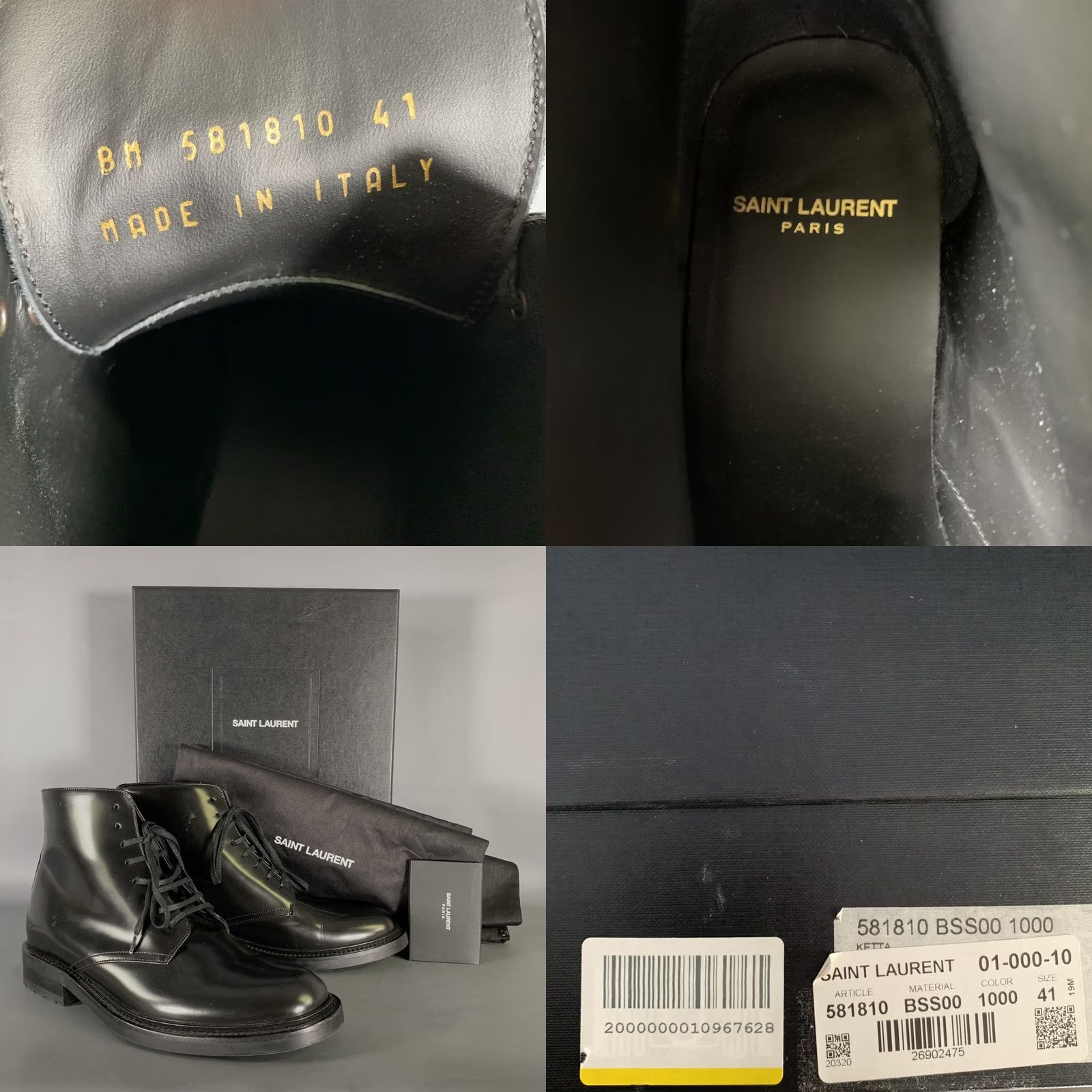 Yves Saint Laurent SAINT LAURENT Black Leather Lace Up Boots Size 8 Men Size US 8 / EU 41 - 8 Thumbnail