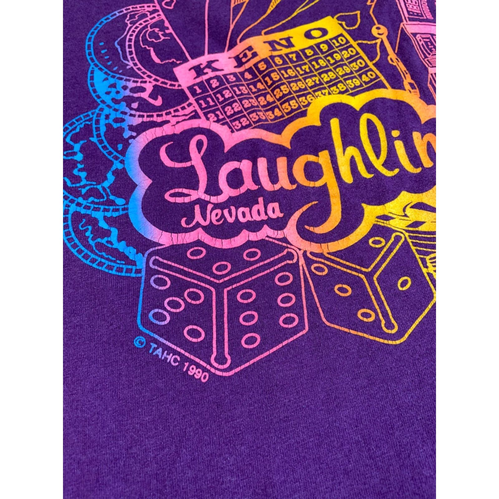 Vintage VTG Laughlin Nevada T-Shirt Mens XL Purple 50/50 Glitter Single Stitch Screen Stars 50/50 90s City Retro Graphic Print VINTAGE Size US XL / EU 56 / 4 - 4 Thumbnail