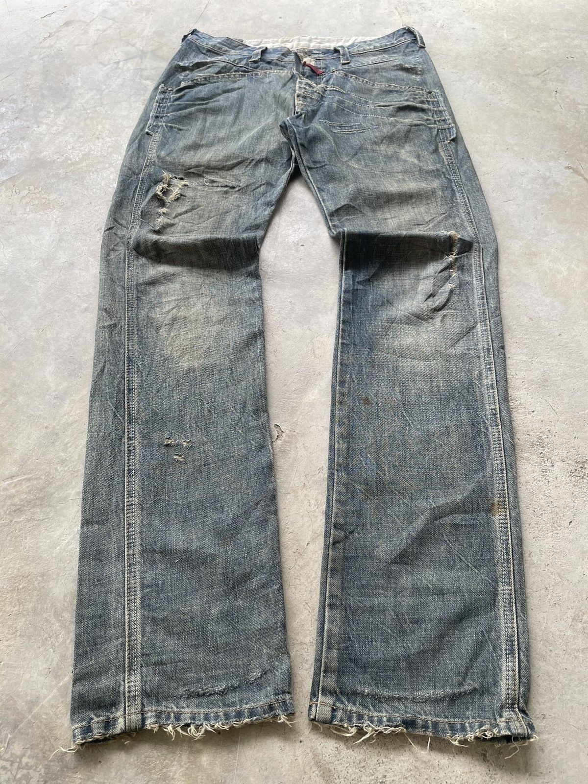 Marithe + Francois Girbaud Marithe Francois Girbaud Vkei Punk Distressed Straight Jeans Size US 32 / EU 48 - 2 Thumbnail