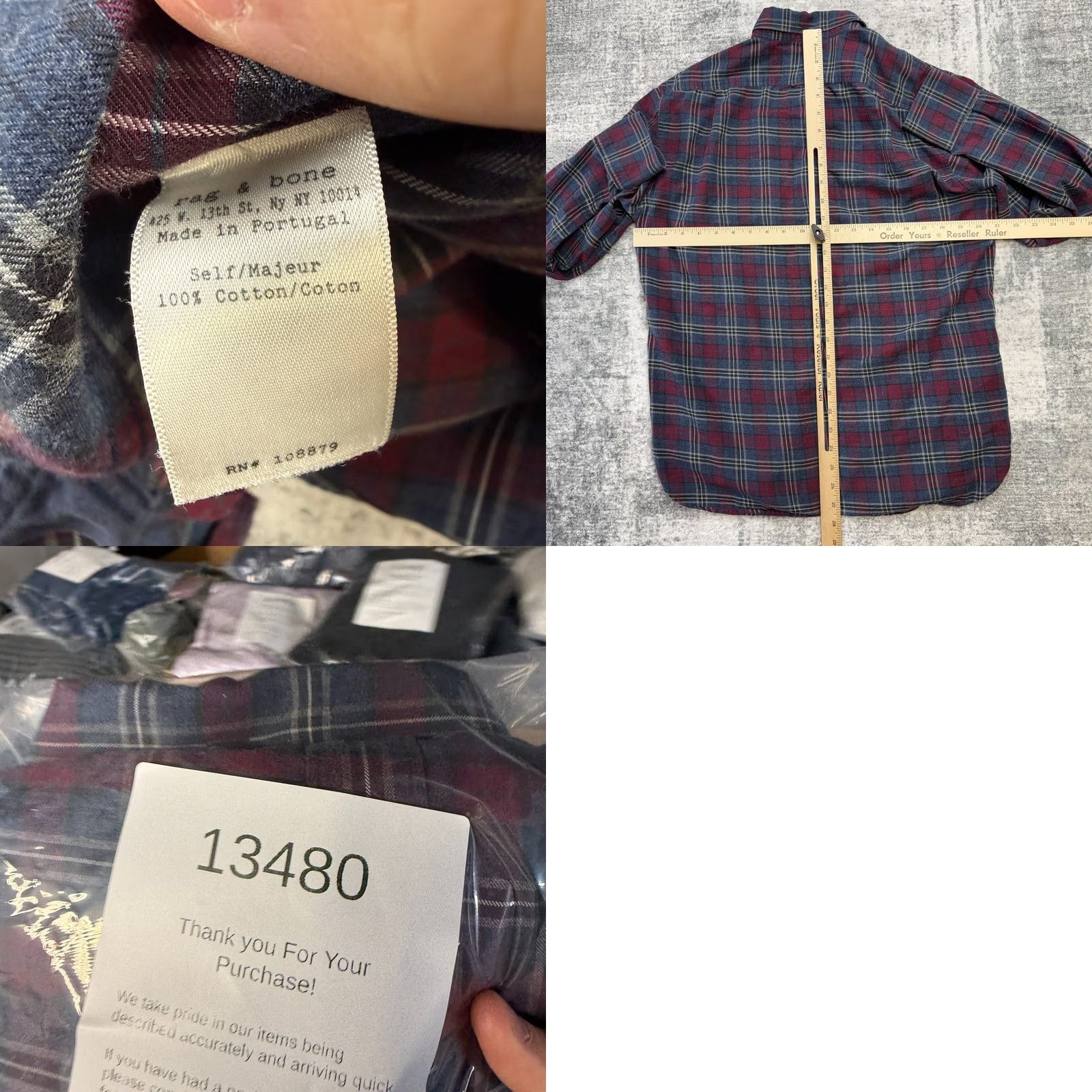 Rag & Bone rag & bone Shirt Mens Medium Plaid Flannel Button-Down Tailored Workwear Size US M / EU 48-50 / 2 - 8 Thumbnail