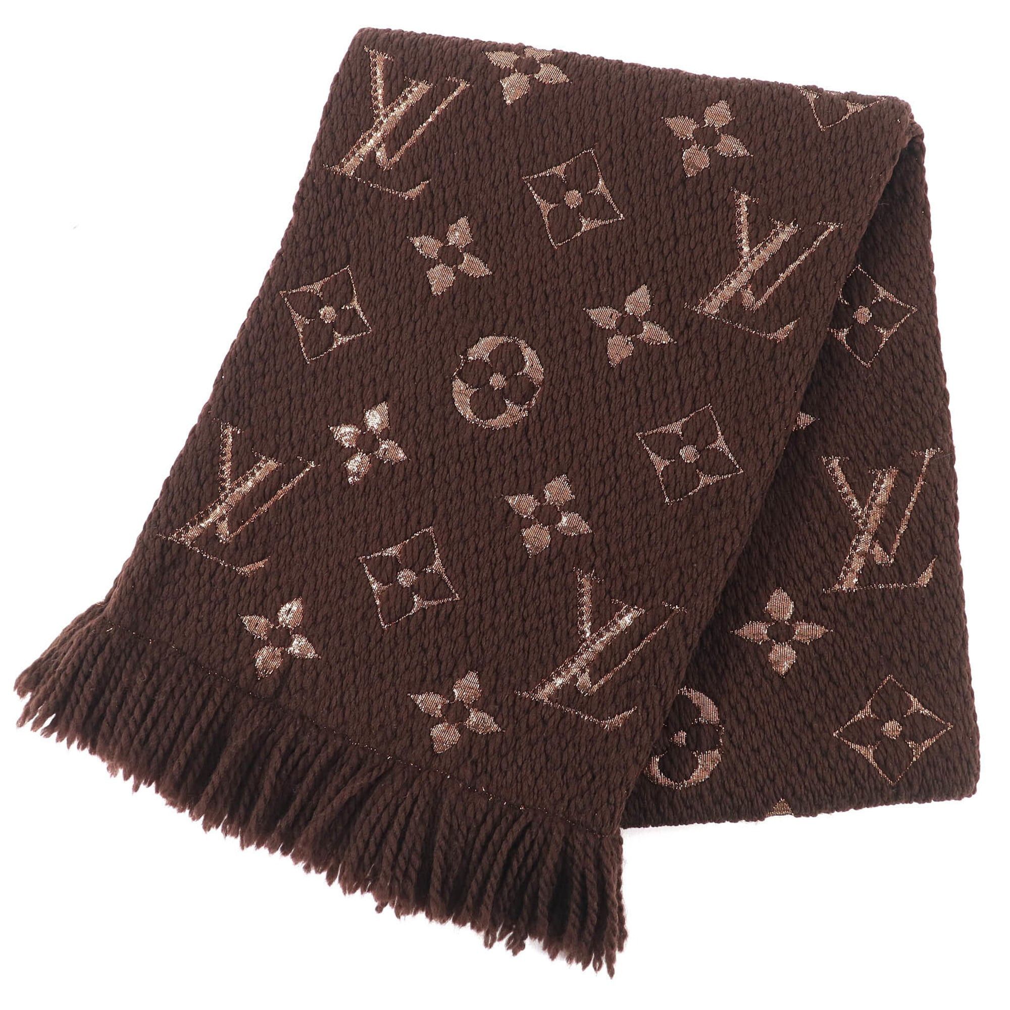 Louis Vuitton Louis Vuitton 2019 M71383 Echarpe Logomania Shine Wool Silk Scarf Brown Gold Made in Italy Authentic Women's Size ONE SIZE - 1 Thumbnail