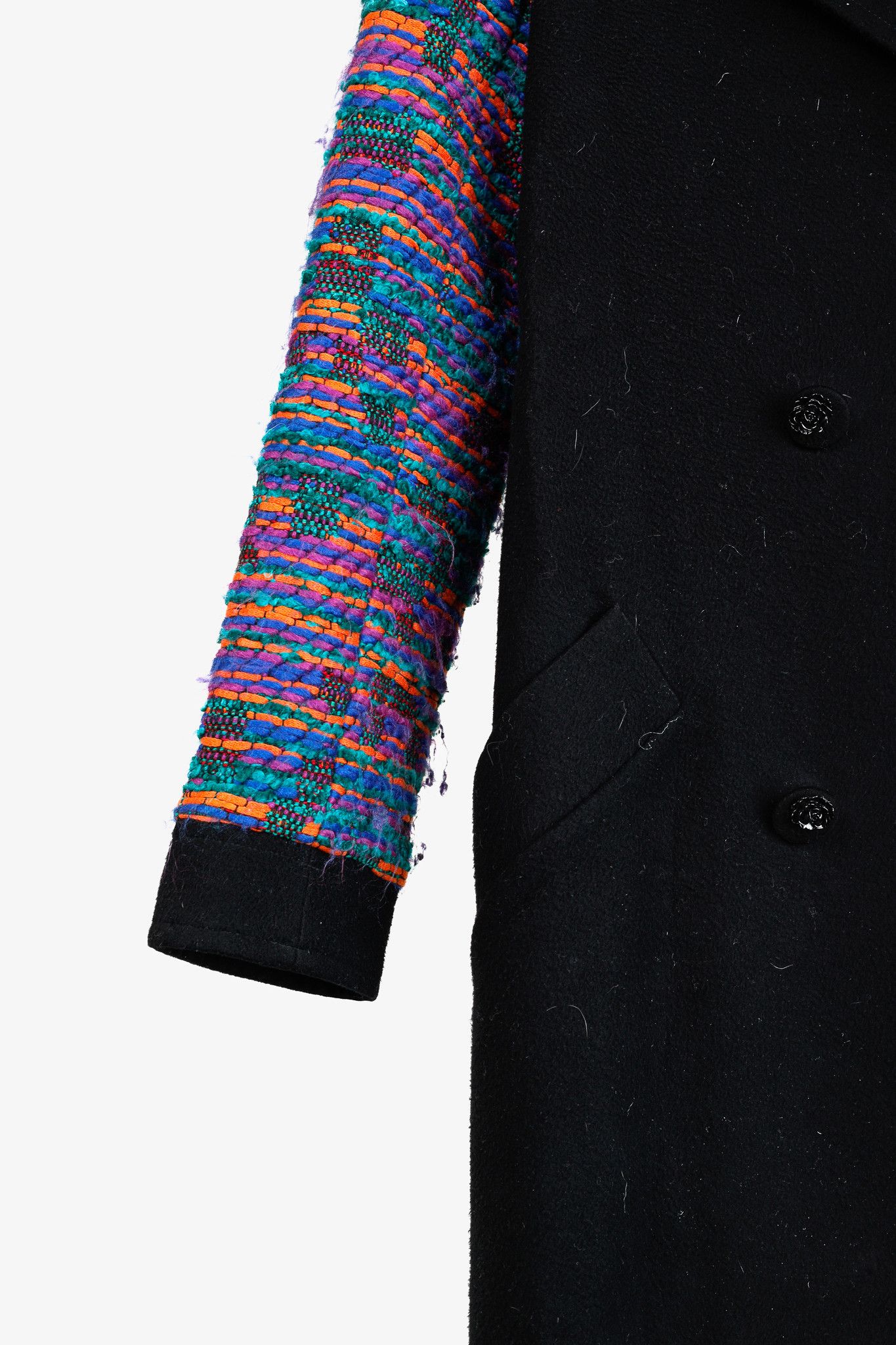 Other Calla Paris Fall 2013 Boucle Sleeve Multi-Material Pea Coat Size S / US 4 / IT 40 - 6 Thumbnail