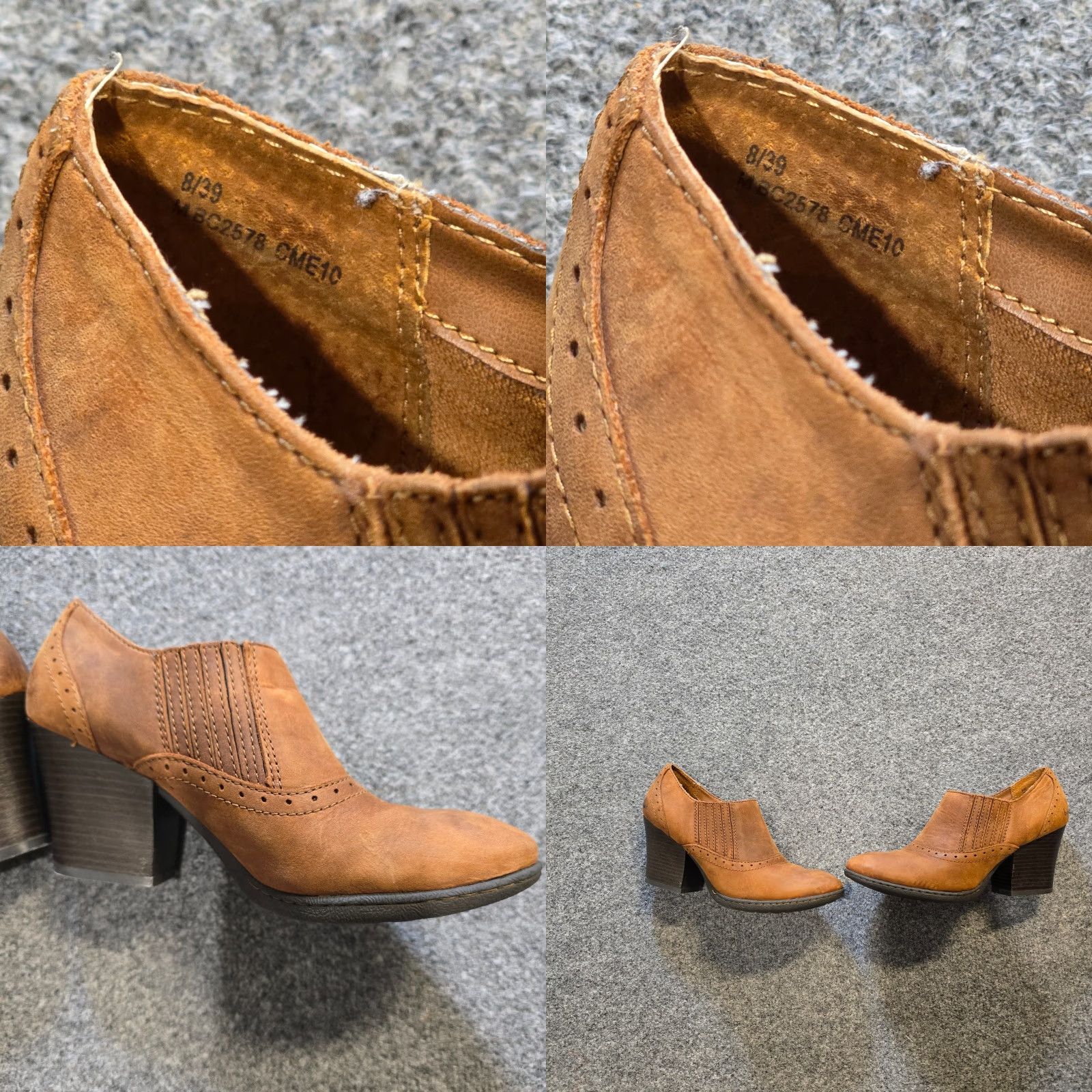 Vintage BOC Boots Women Size 8 Brown Leather Booties Short Ankle Heels Casual Bootie M Leather Rubber Size 30" / US 8 / IT 44 - 8 Thumbnail