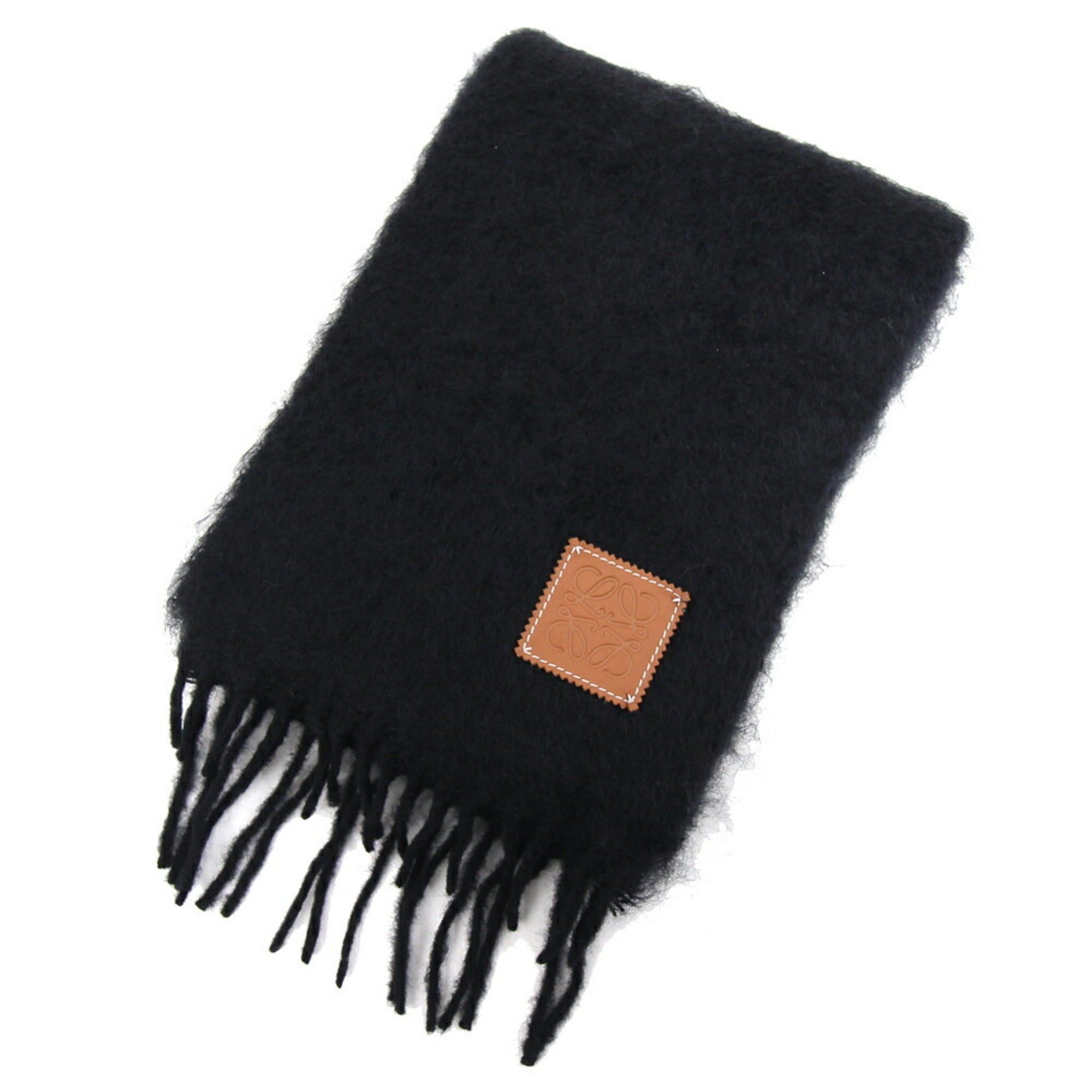 image of Loewe Muffler Anagram F655254X01 Black Mohair Wool Nylon Stole Shawl Women Men
