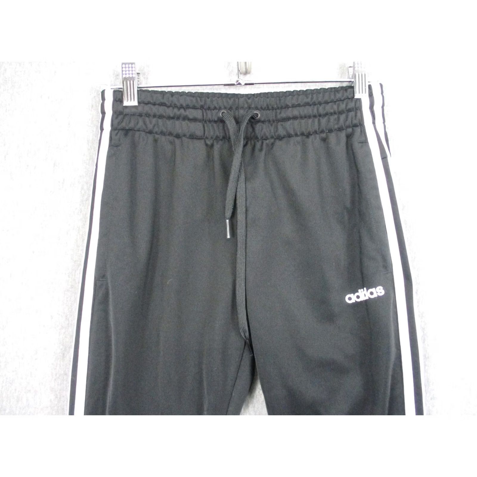 Adidas Adidas Track Pants Mens 27 Black 3-Stripes Elastic Waist Pockets Slim Athletic Size US 27 - 2 Thumbnail