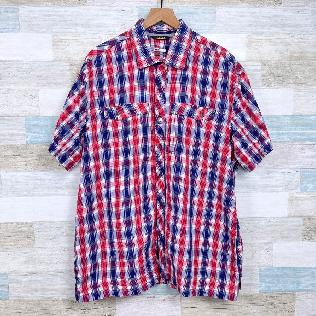 Cabelas Cabelas Short Sleeve Hiking Shirt Red Plaid Cooling Mens XL Size US XL / EU 56 / 4 - 1 Thumbnail