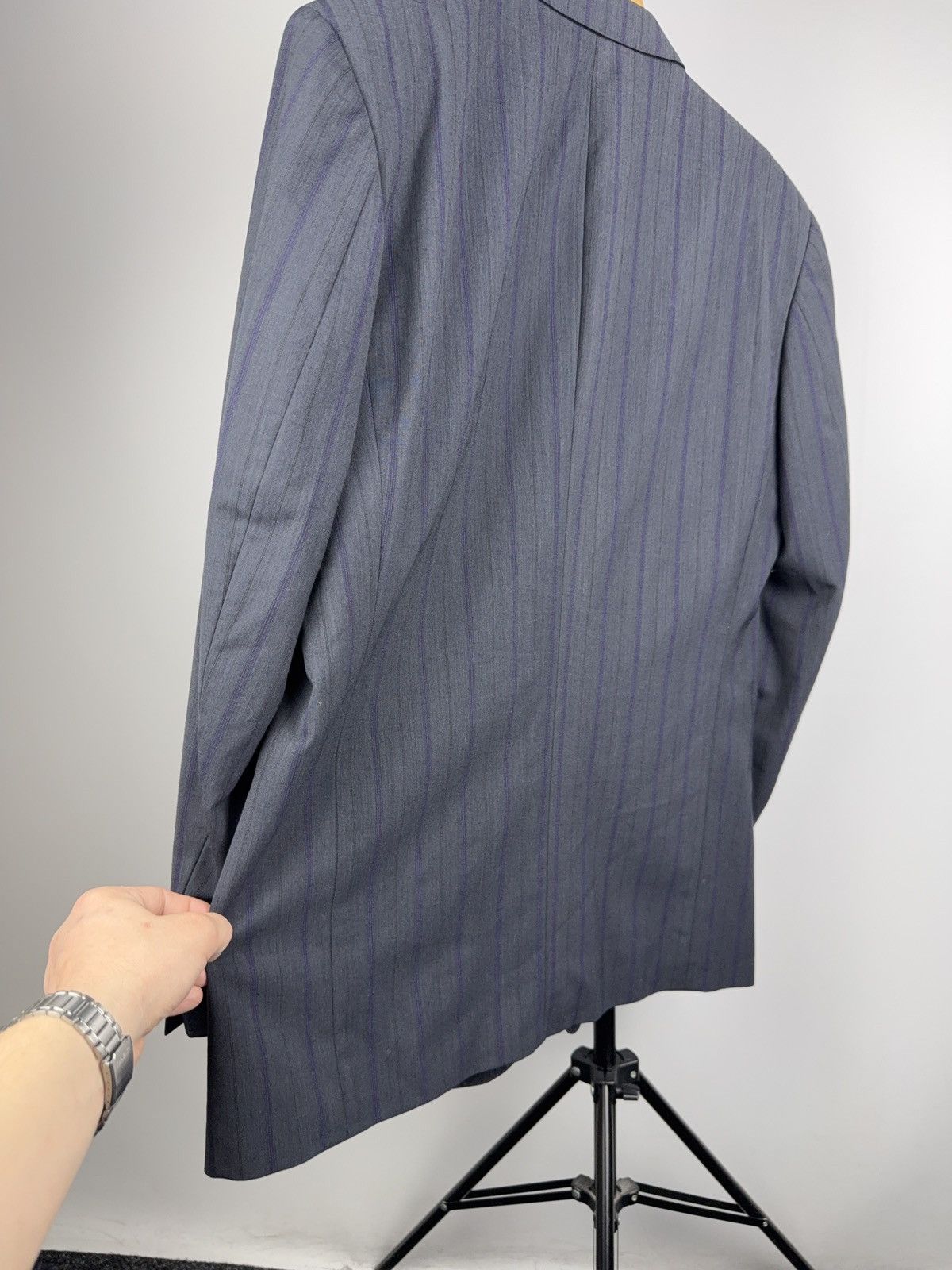 Hugo Boss 00s Hugo Boss Wool Blazer Pinstripe Grey Jacket Classic Fit Size 42R - 17 Thumbnail