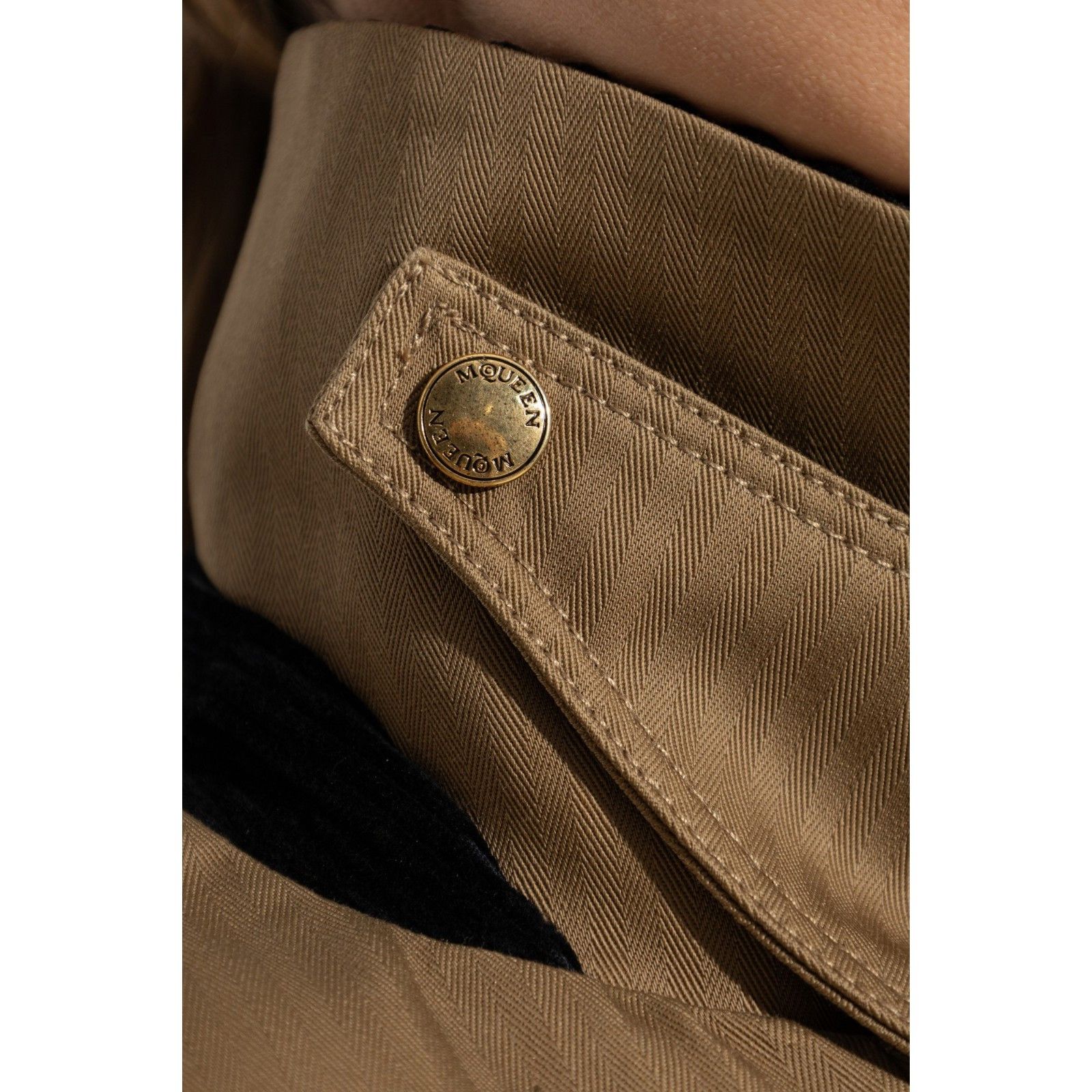 Alexander McQueen ALEXANDER MCQUEEN $3190 Herringbone Kickback Jacket in Tan N Size XS / US 0-2 / IT 36-38 - 2 Thumbnail
