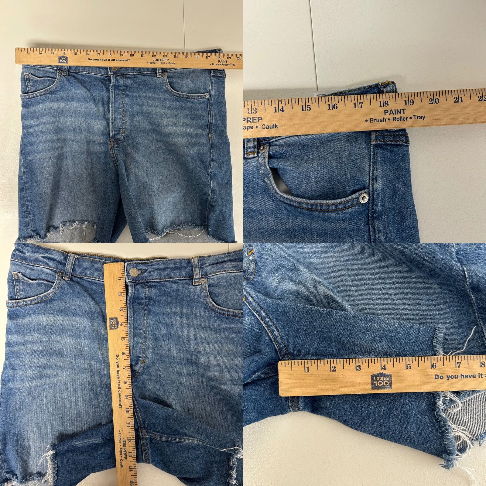 H&M H&M &Denim 90s High Waist Button Fly Raw Hem Denim Shorts Womens 16 Blue Casual Jeans Shorts Size 25" / US 0 / IT 36 - 8 Thumbnail