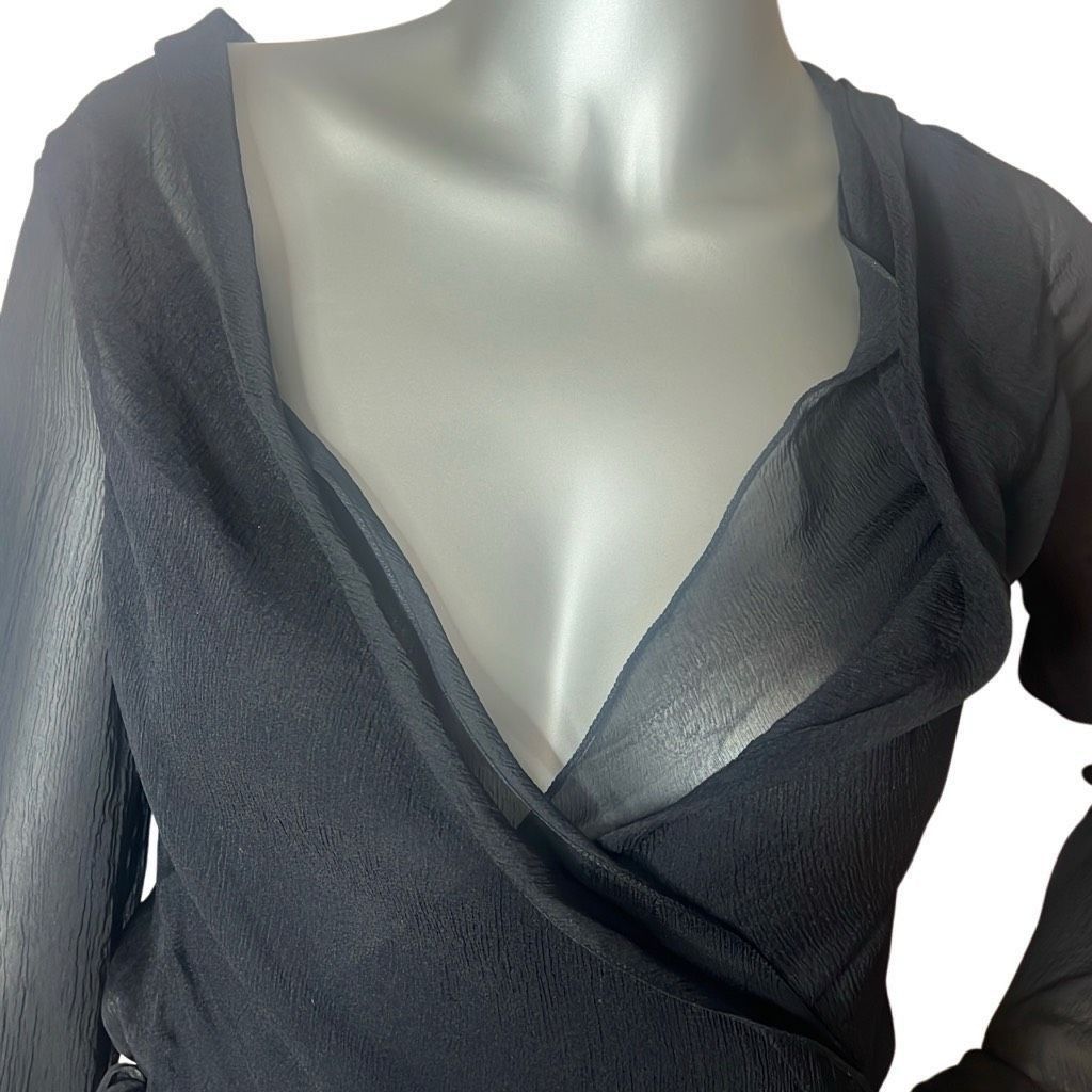 Celine NWT Celine Black Silk Wrap Dress (012) Size S / US 4 / IT 40 - 7 Thumbnail
