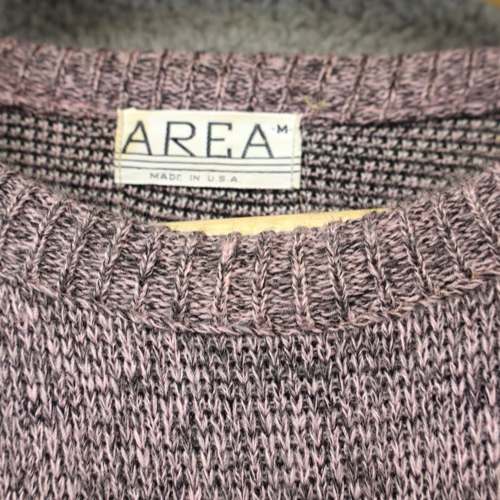 Area VINTAGE Area Sweater Men M Geometric Crew Neck 90s Beige Regular Knit Pullover US Made Size US M / EU 48-50 / 2 - 2 Thumbnail