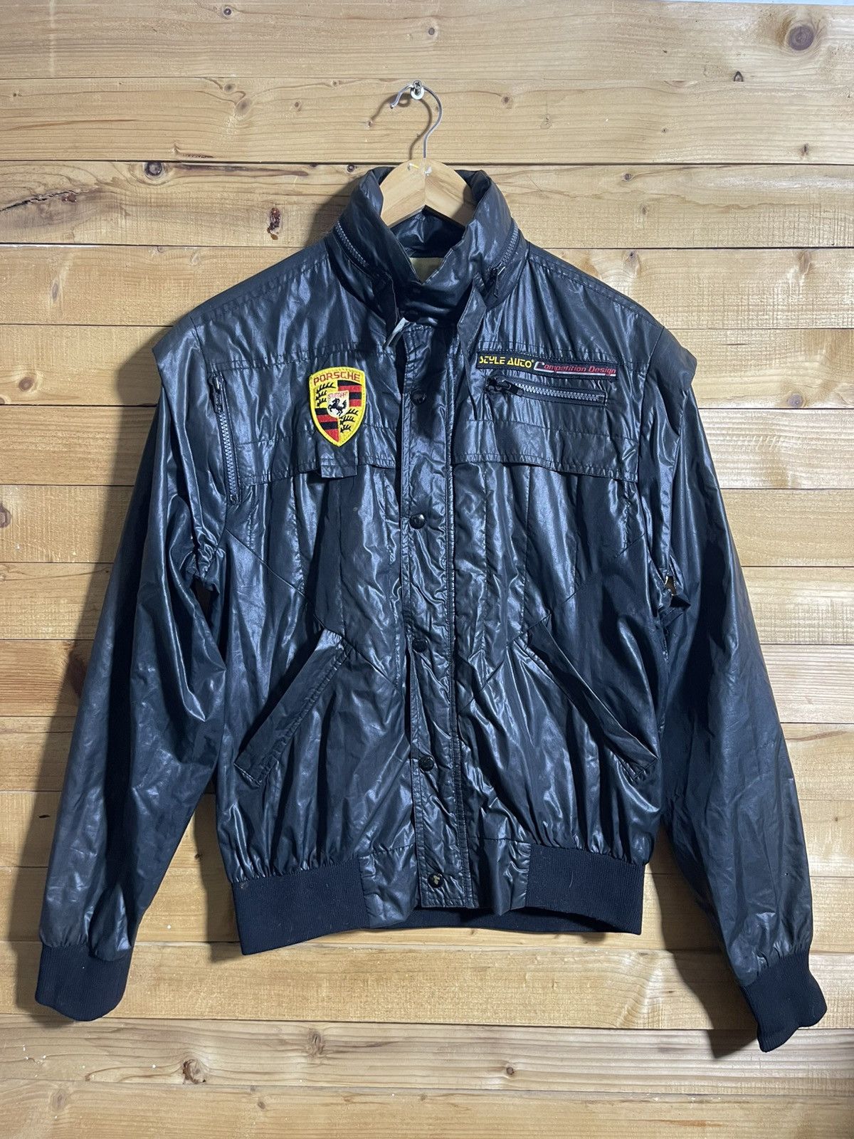 Vintage Vintage 80s black porsche car racing jacket Size US M / EU 48-50 / 2 - 1 Thumbnail