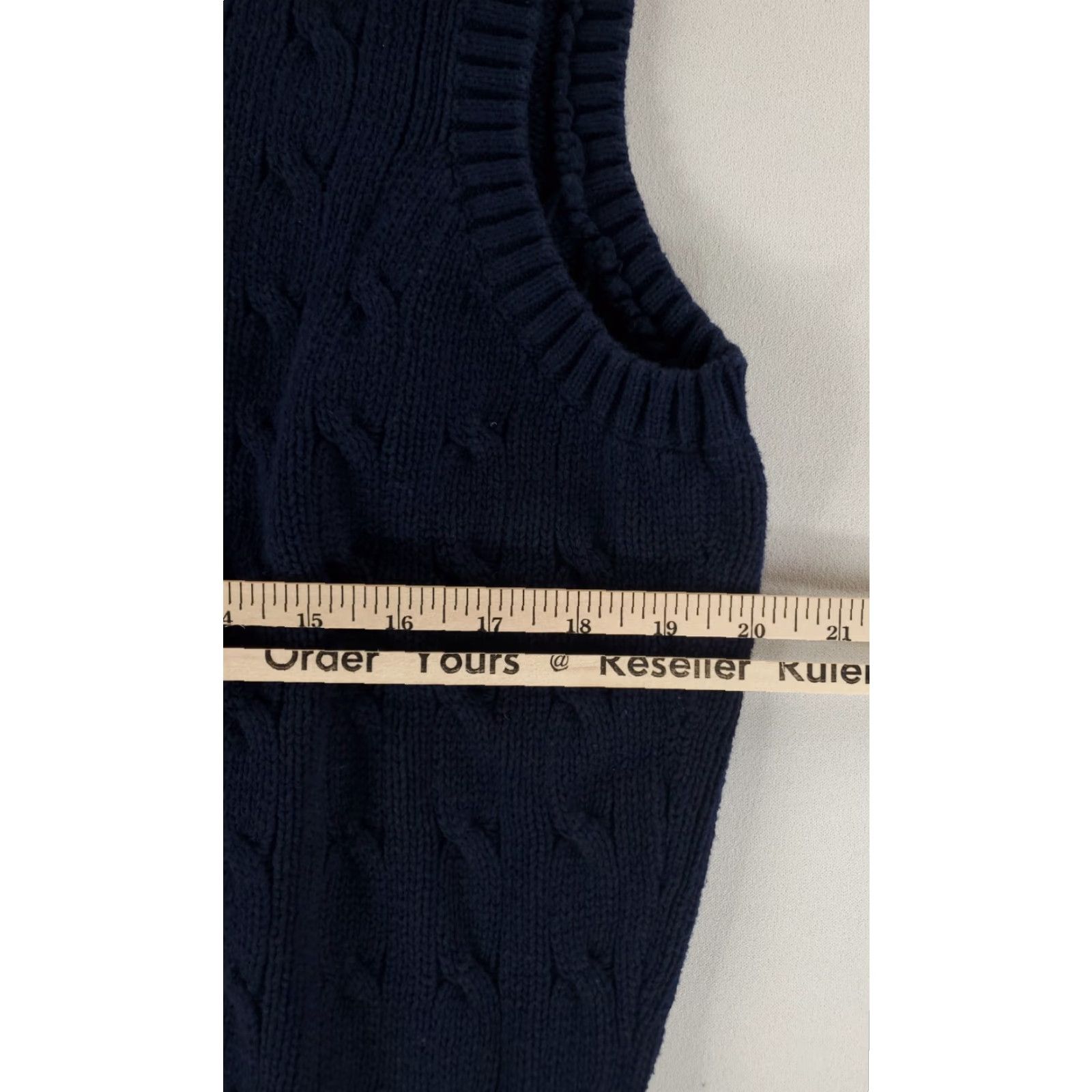 Polo Ralph Lauren Polo Ralph Lauren Vest Men L Cable Knit Navy Blue Crest Polo Golf Sweater Vest L Mens Navy Crest Cable Knit Blue Size US L / EU 52-54 / 3 - 5 Thumbnail