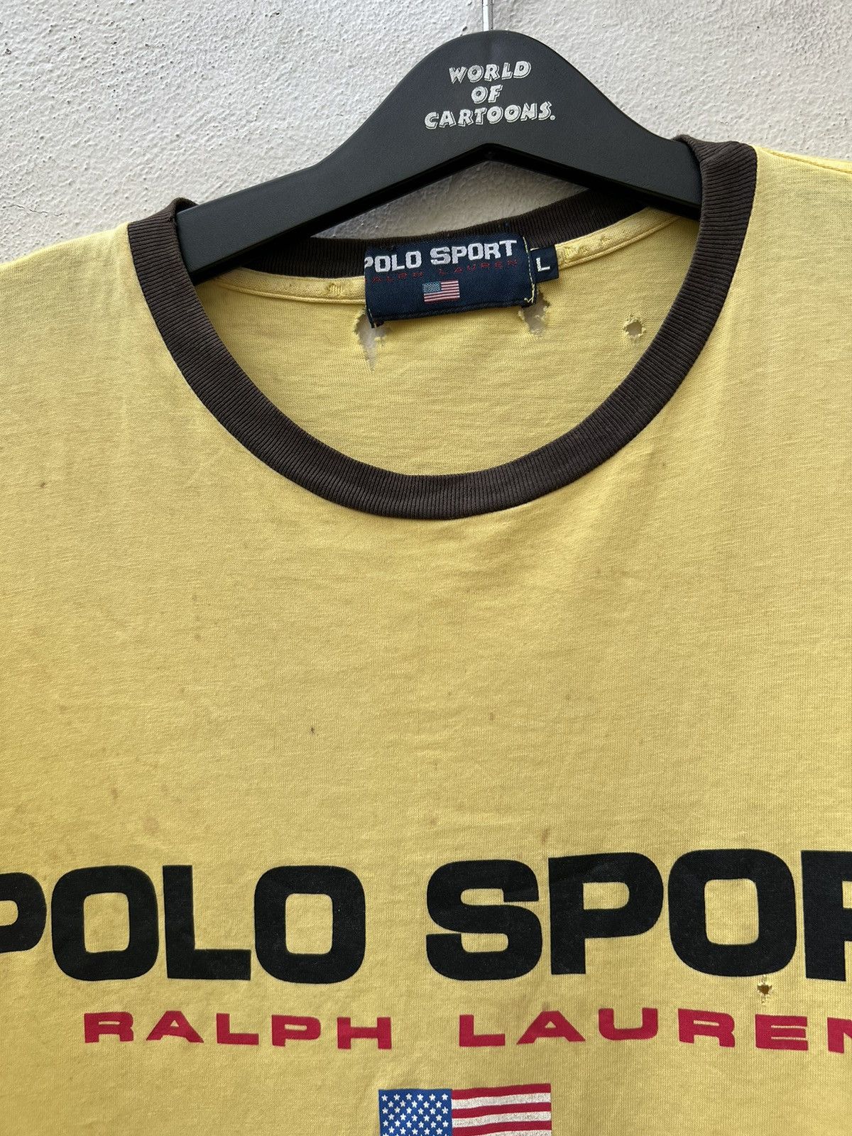 Ralph Lauren Trashed Vintage 90s Ralph Lauren Polo Sport USA Flag t shirt Size US L / EU 52-54 / 3 - 6 Thumbnail