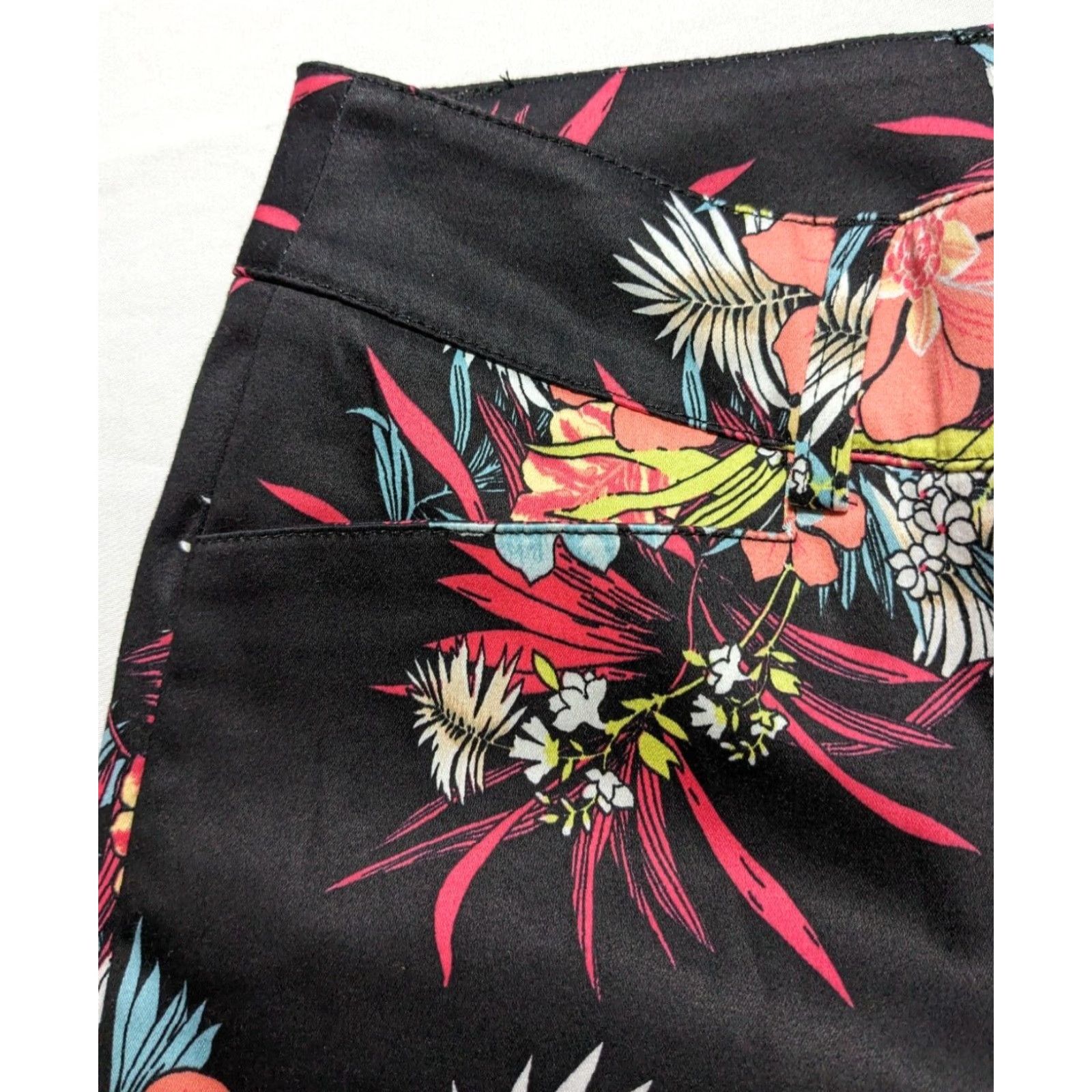 Vintage CACHE Floral Cotton Stretch Black Pants - Women Size 4 Size 27" / US 4 / IT 40 - 4 Thumbnail