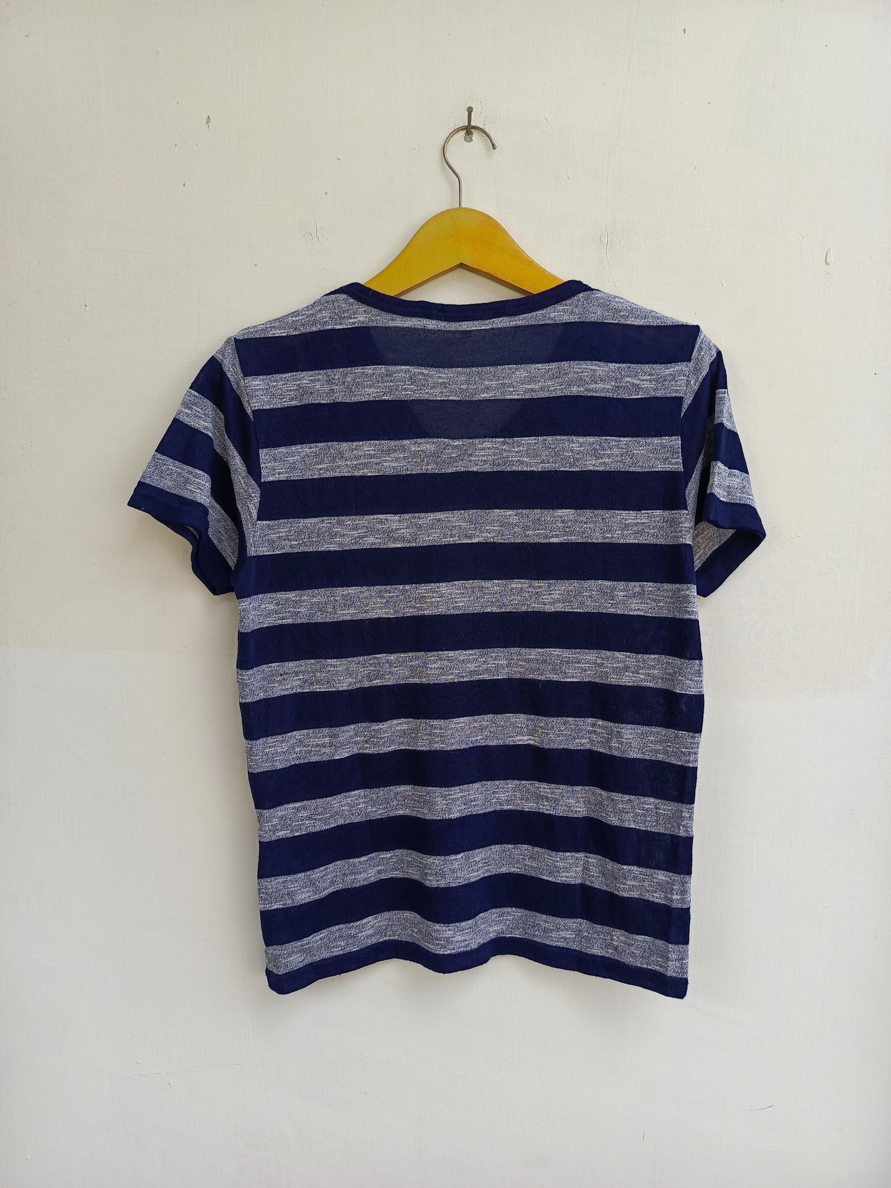 Japanese Brand The Shop TK Takeo Kikuchi Striped V-Neck Pocket Tee Size US M / EU 48-50 / 2 - 8 Thumbnail