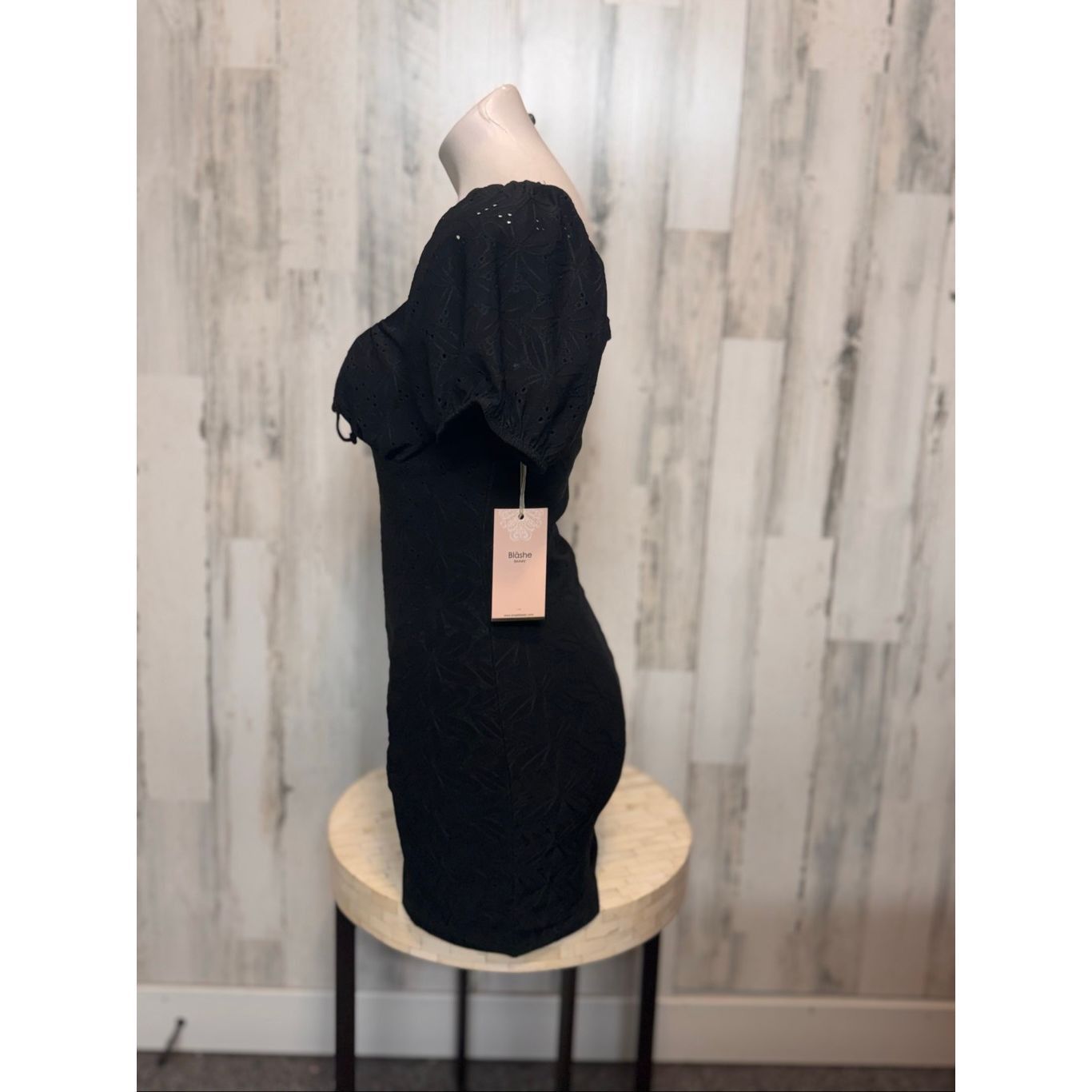 Other Blishe Black Puff Sleeve Mini Dress | Eyelet Lace Sweetheart Size M / US 6-8 / IT 42-44 - 7 Thumbnail