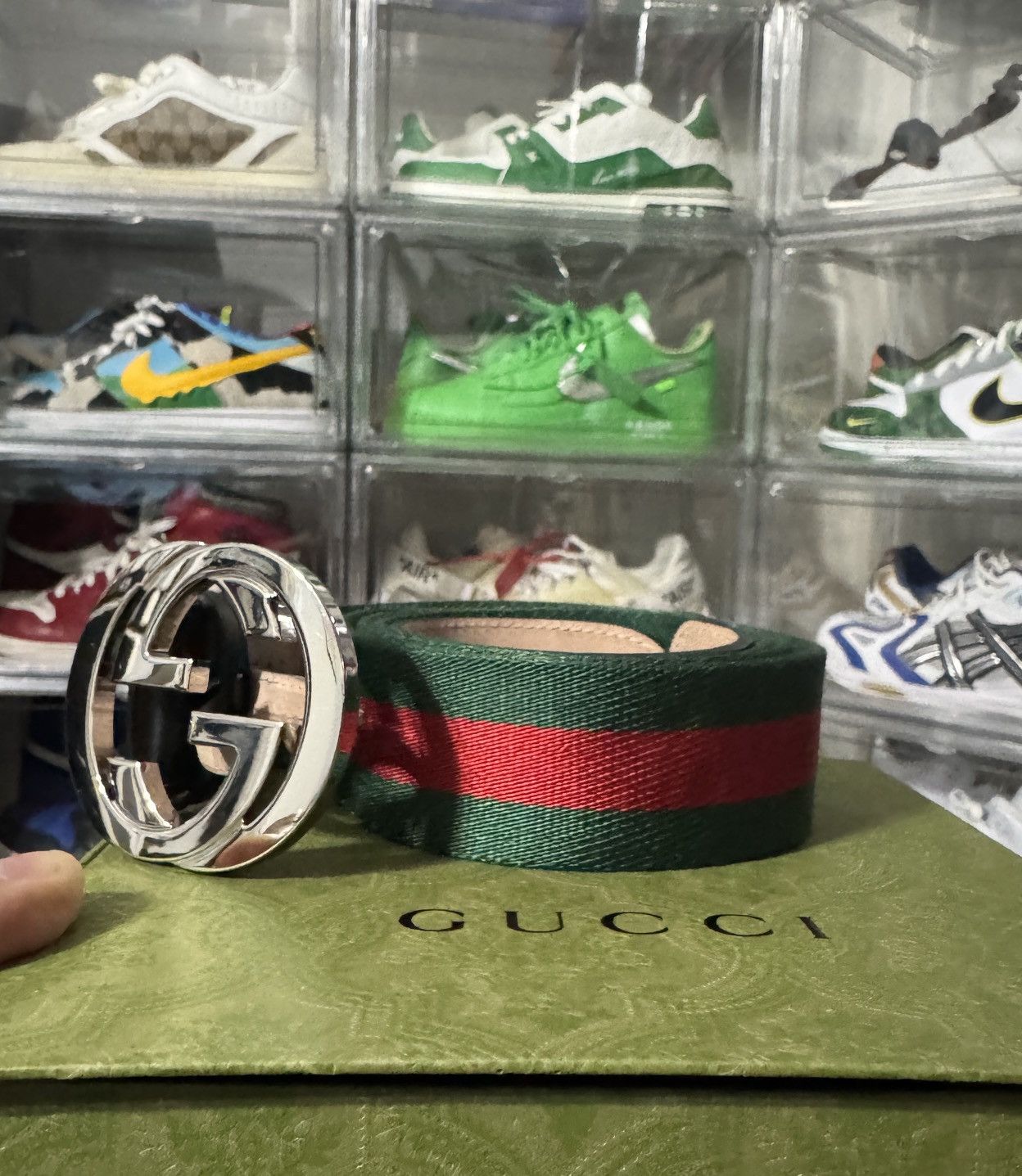 Gucci Gucci green and red web belt Size 38 - 2 Thumbnail