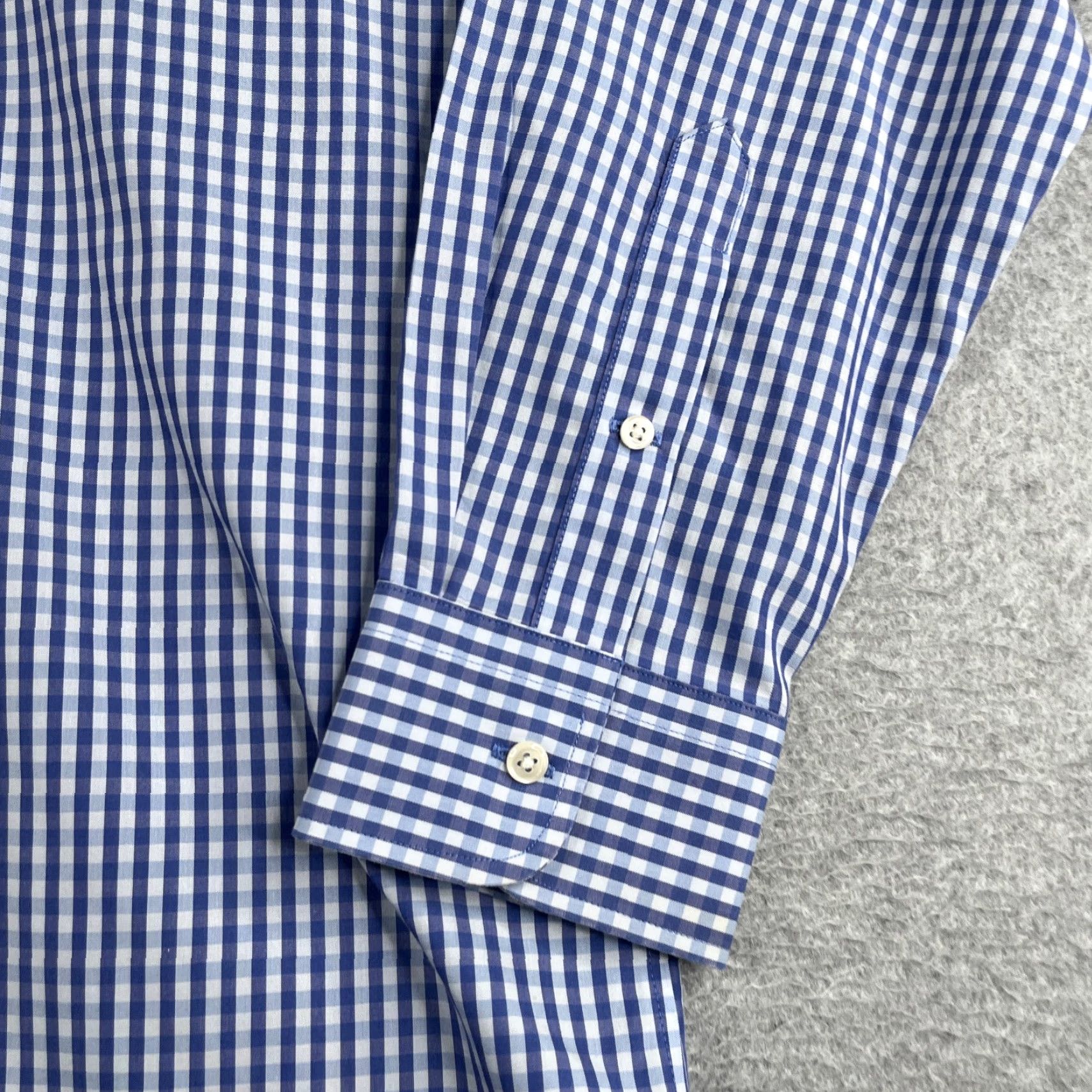 Nordstrom Nordstrom Mens Shop Shirt Large Wrinkle Free Casual Button Up Long Sleeve Plaid Blue Cotton Woven Button-Down Pocketed Classic Regular L Mens Shirt Size US L / EU 52-54 / 3 - 2 Thumbnail
