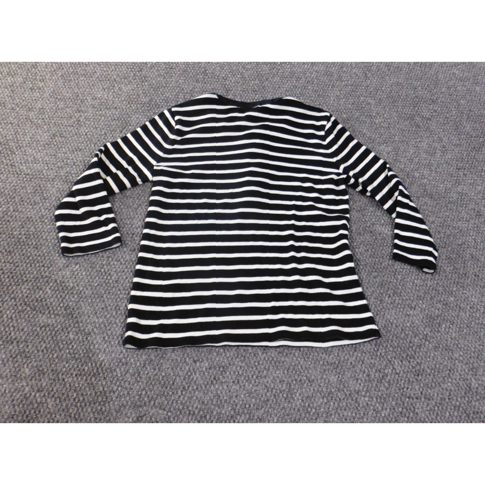 Ralph Lauren Lauren Ralph Lauren Blouse Shirt Knit Cotton Zip Long Sleeve Black Striped M Womens Regular Modern Basic Casual Size M / US 6-8 / IT 42-44 - 6 Thumbnail