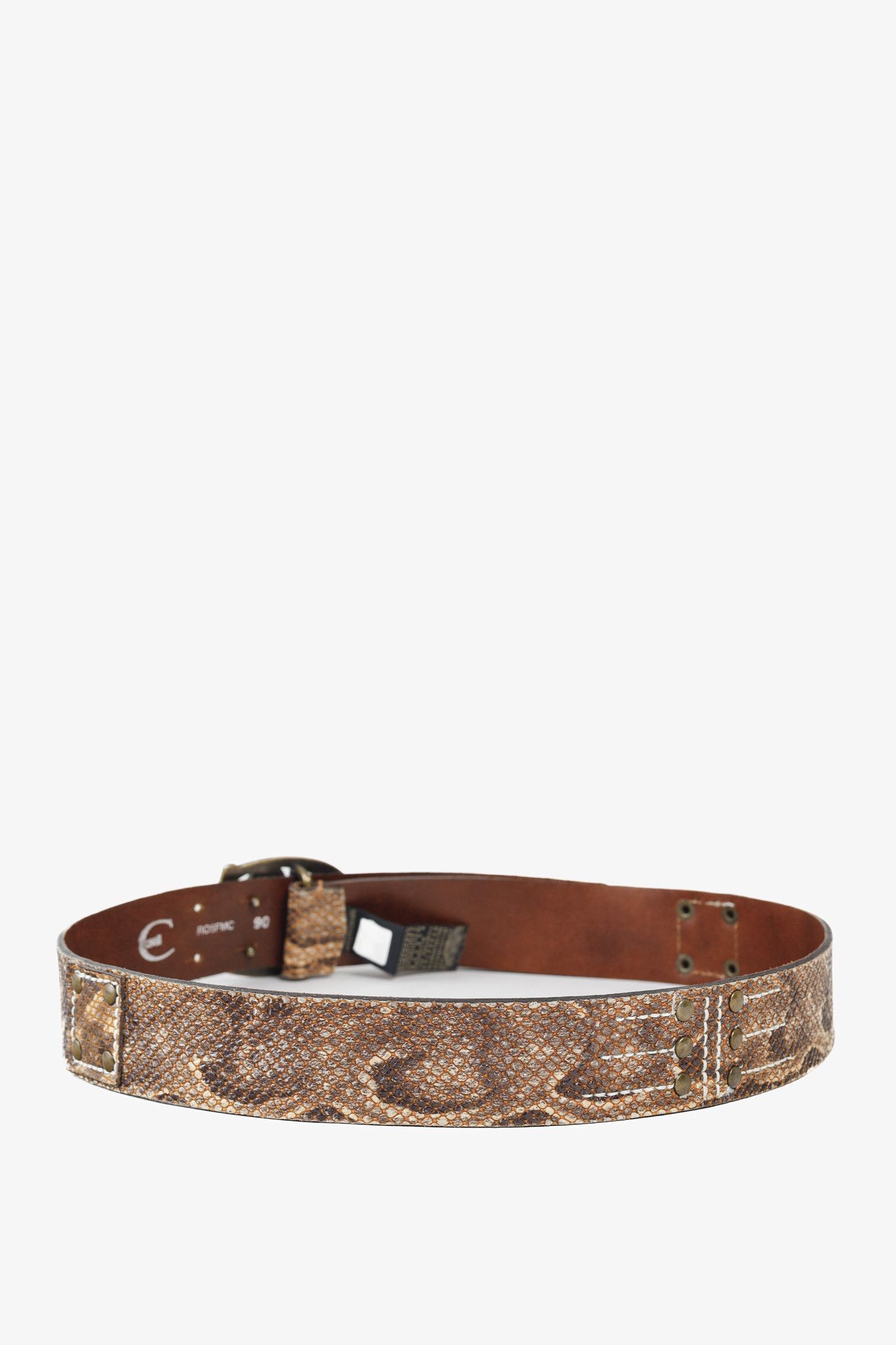 Just Cavalli Just Cavalli Brown Snakeskin-Texture Logo-Buckle Belt Size ONE SIZE - 2 Thumbnail