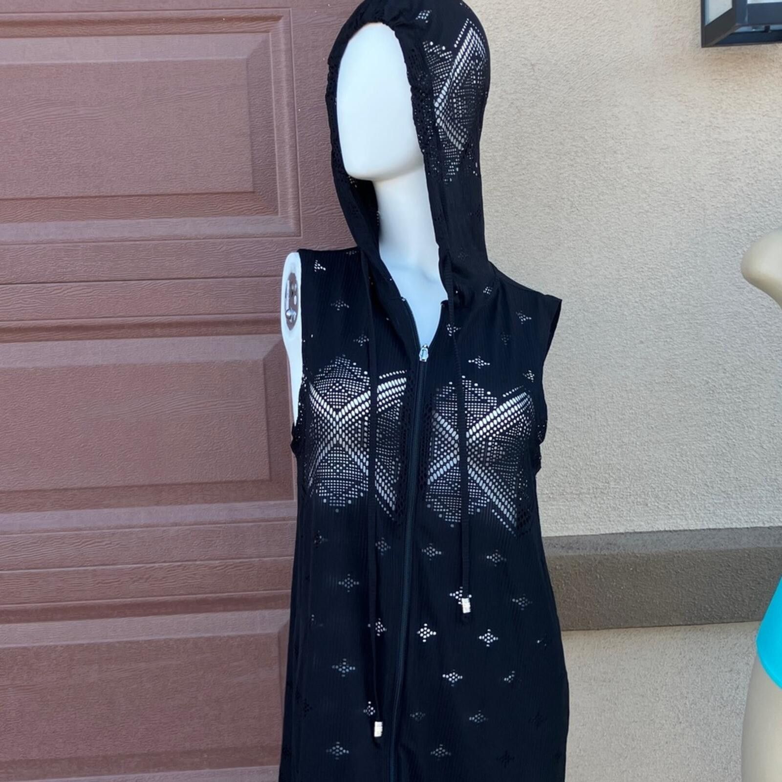 Massimo Dutti Dotti Black Sleeveless Hooded Swim Coverup [COPY] Size ONE SIZE - 6 Thumbnail