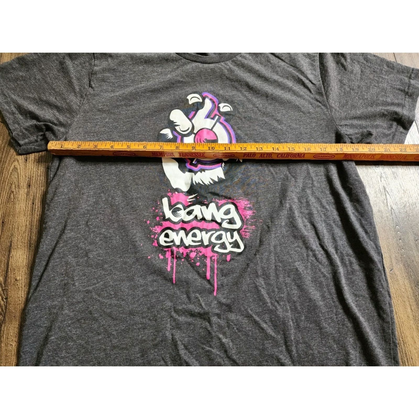 Vintage Bang Energy Mens XL Slim Fit T Shirt Double-Sided Graphic Print Gray Cotton Blend Crew Neck Short Sleeve Size US XL / EU 56 / 4 - 3 Thumbnail