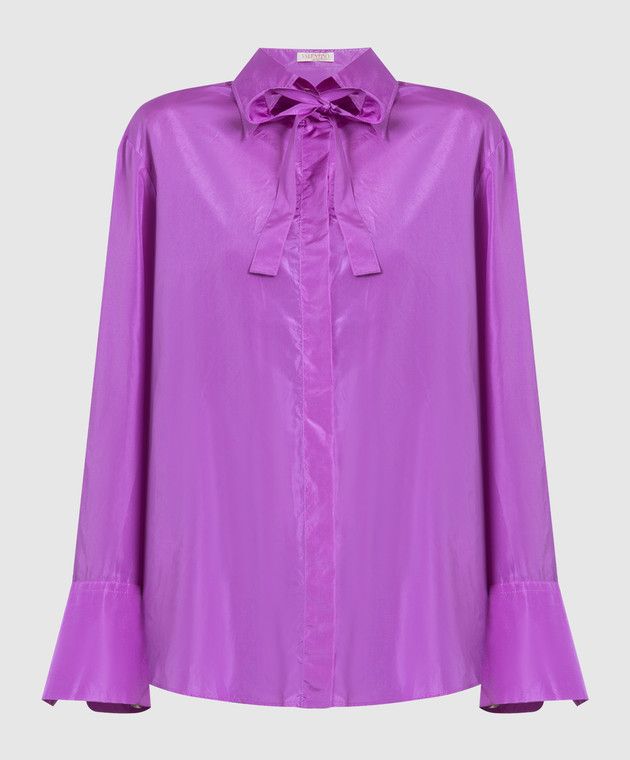 Valentino o1y0326 Silk Shirt in Purple Size M / US 6-8 / IT 42-44 - 1 Thumbnail