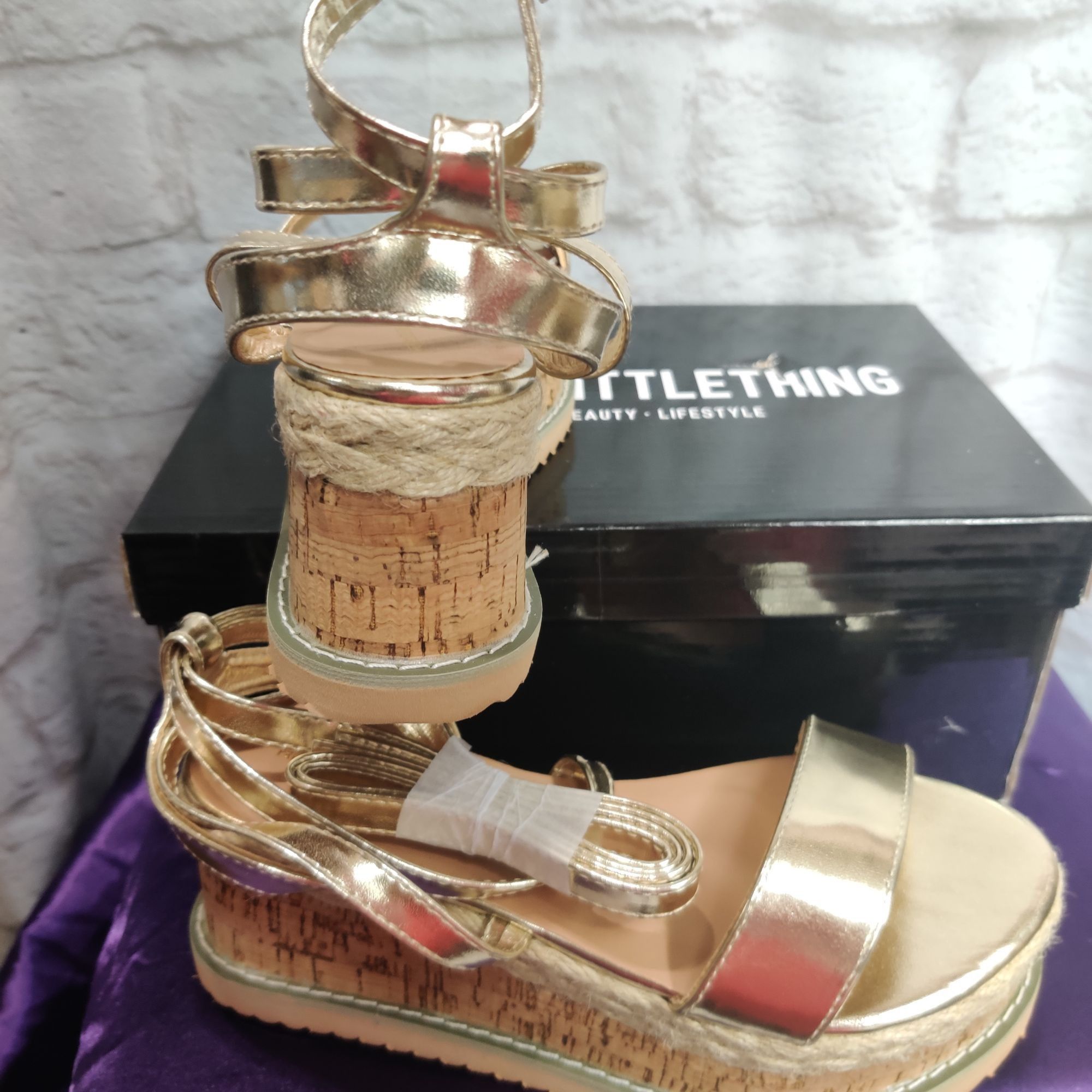 PrettyLittleThing PrettyLittleThing Womens Sandals Espadrille Lace Up Strap Pl Size US 5 / IT 35 - 4 Thumbnail