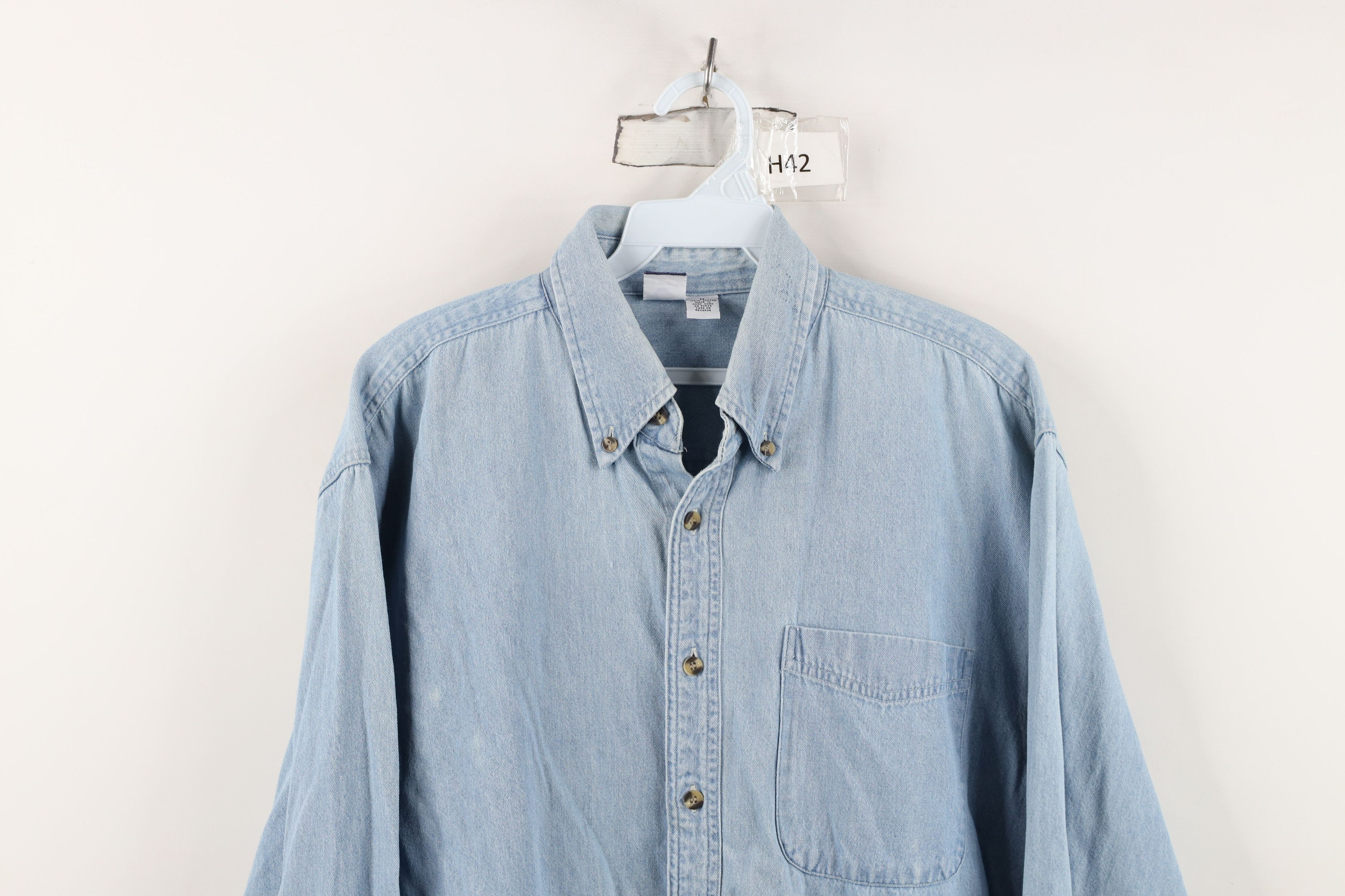 Vintage Vintage 90s Streetwear Denim Jean Button Down Shirt Blue Size US M / EU 48-50 / 2 - 2 Thumbnail