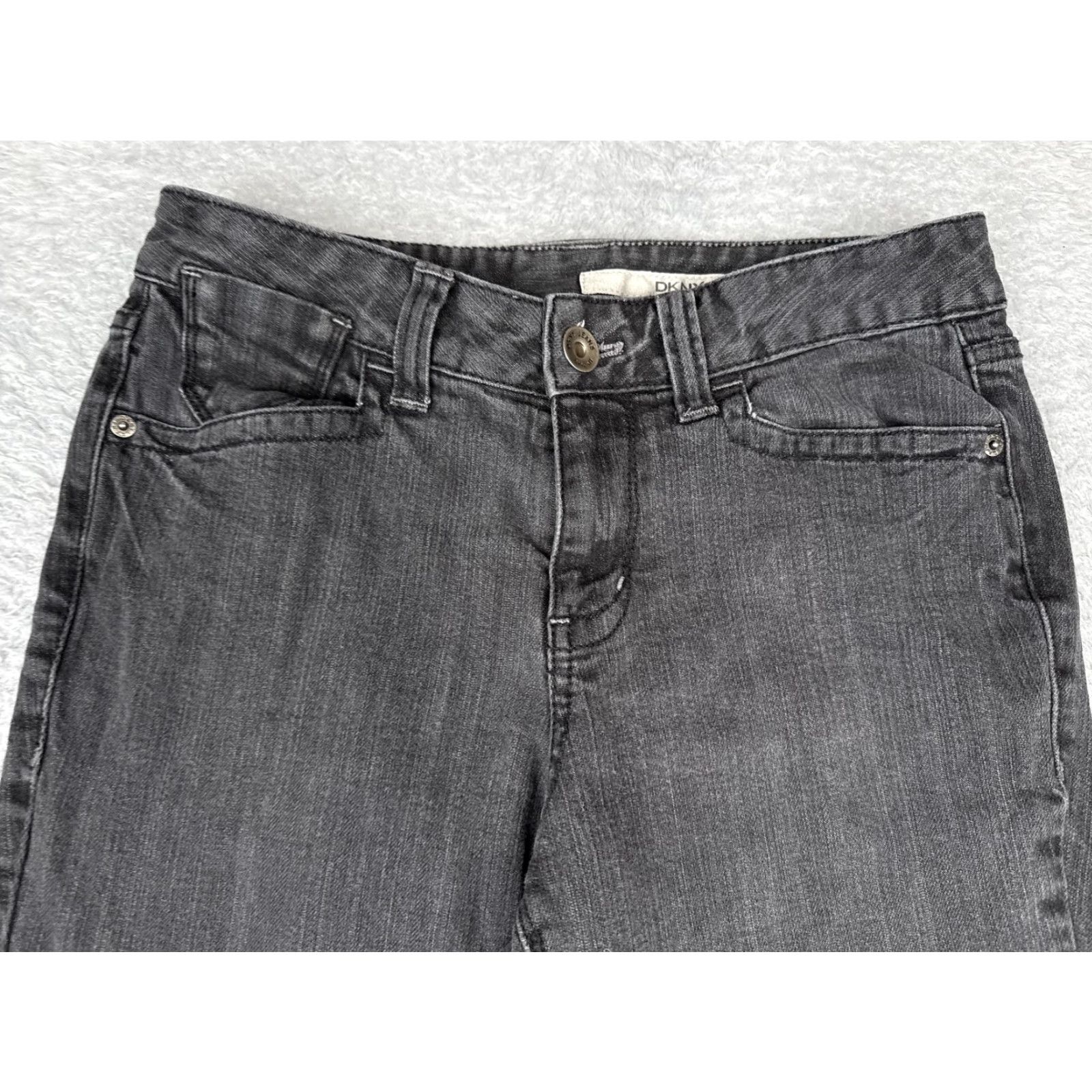 DKNY DKNY Jeans Womens Bootcut Denim 8 Gray Charcoal Wash 5-Pocket Rhinestone Pockets Stretch Size 30" / US 8 / IT 44 - 4 Thumbnail