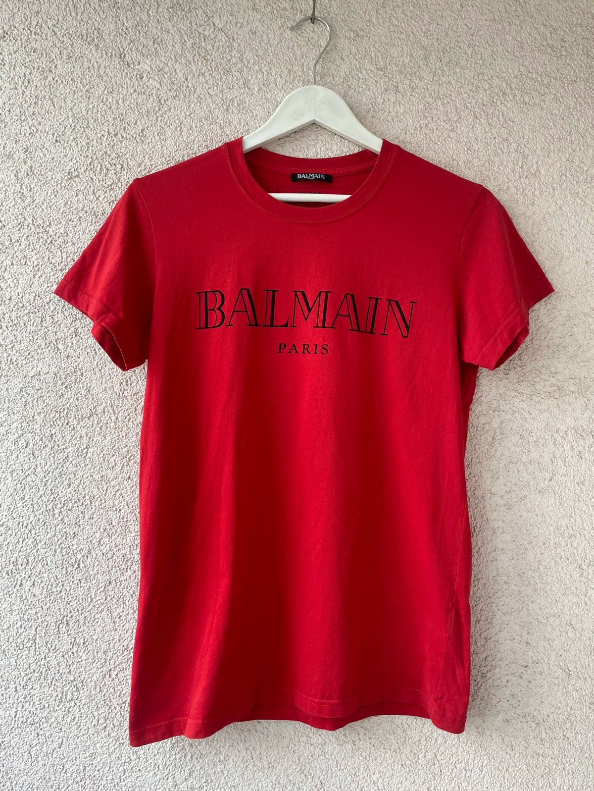 Balmain Balmain Red Men Basic Big Logo T-Shirt Size M Made Portugal Size US M / EU 48-50 / 2 - 1 Thumbnail