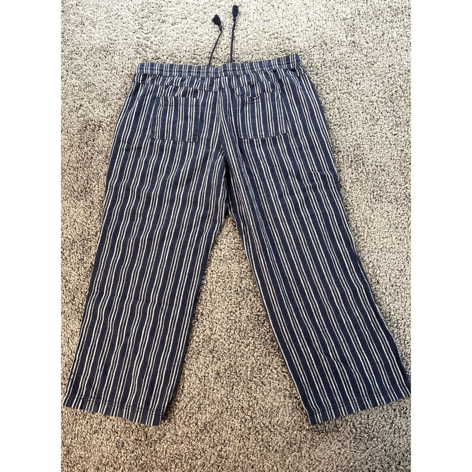 Vintage VINTAGE Sonoma Linen Pants Women's 2XL Blue Striped Wide Relaxed Beach Lounge Pants Women Blue Striped Linen 2XL Beach Relaxed Chino Girls? Size 40" / US 18 - 6 Thumbnail