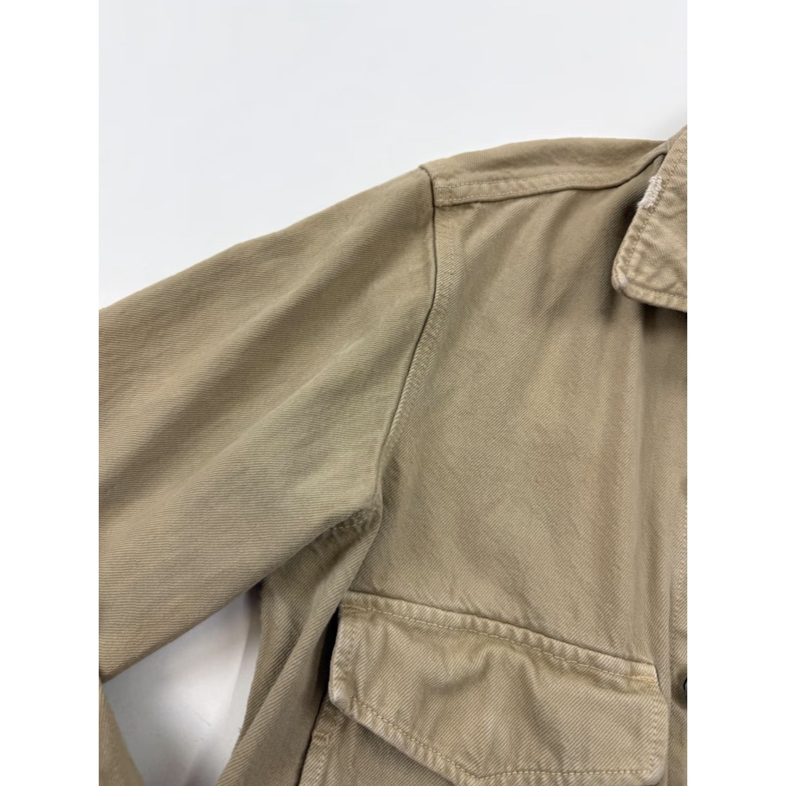 Vintage Trave Jacket Womens Small Beige Jane Cropped Twill Snap Front Utility Chore Size S / US 4 / IT 40 - 4 Thumbnail