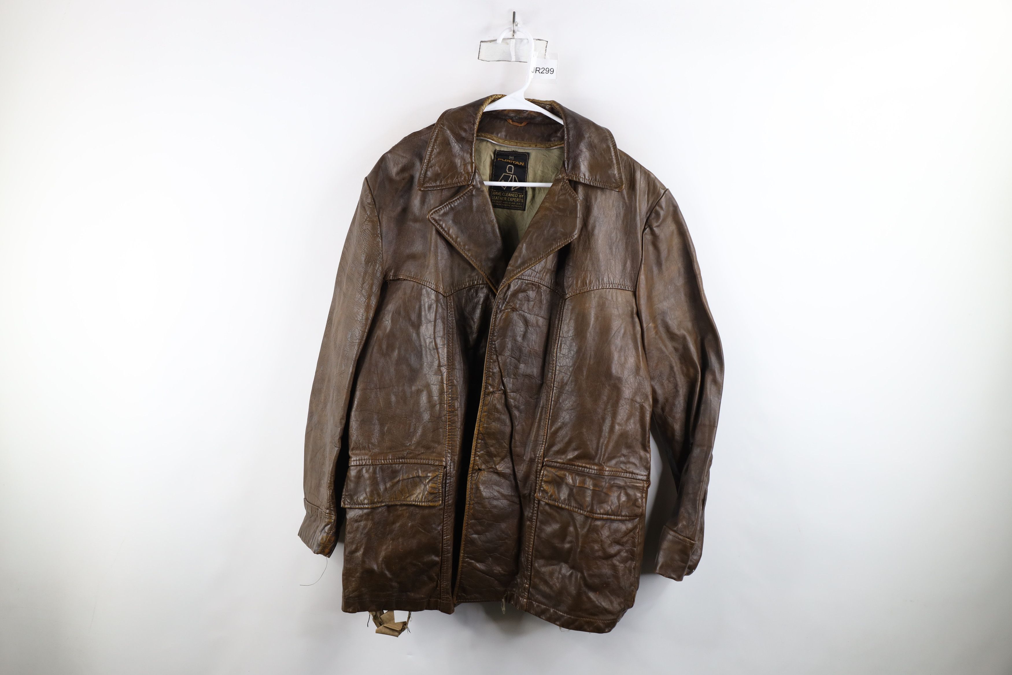 Vintage Vintage 70s Streetwear Leather Jacket Coat Brown USA Size US L / EU 52-54 / 3 - 1 Thumbnail