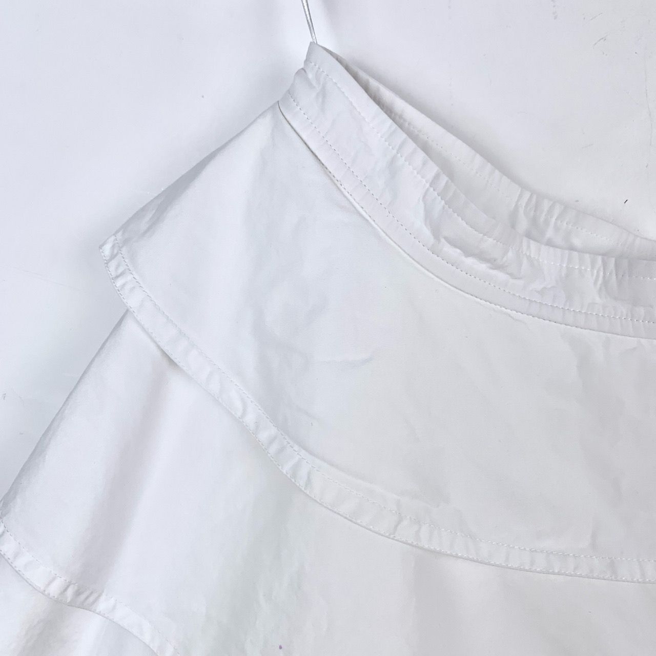 Louis Vuitton [Louis Vuitton] Logo Button Tiered White Cotton Midi Skirt 4 Size 40" / US 18 - 12 Thumbnail