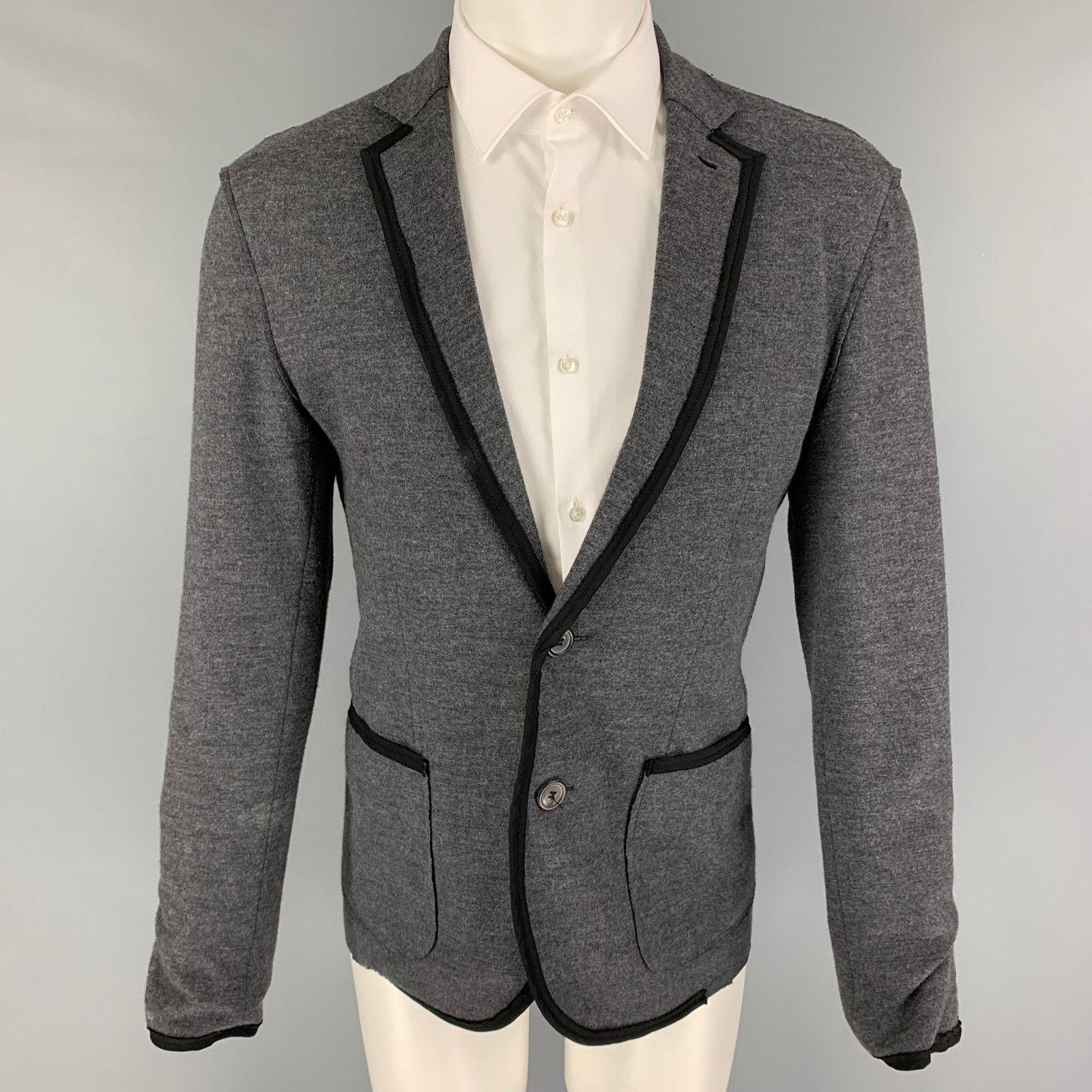 Lanvin LANVIN Gray Black Heather Wool Blend Notch Lapel Sport Coat Size 36R - 1 Thumbnail