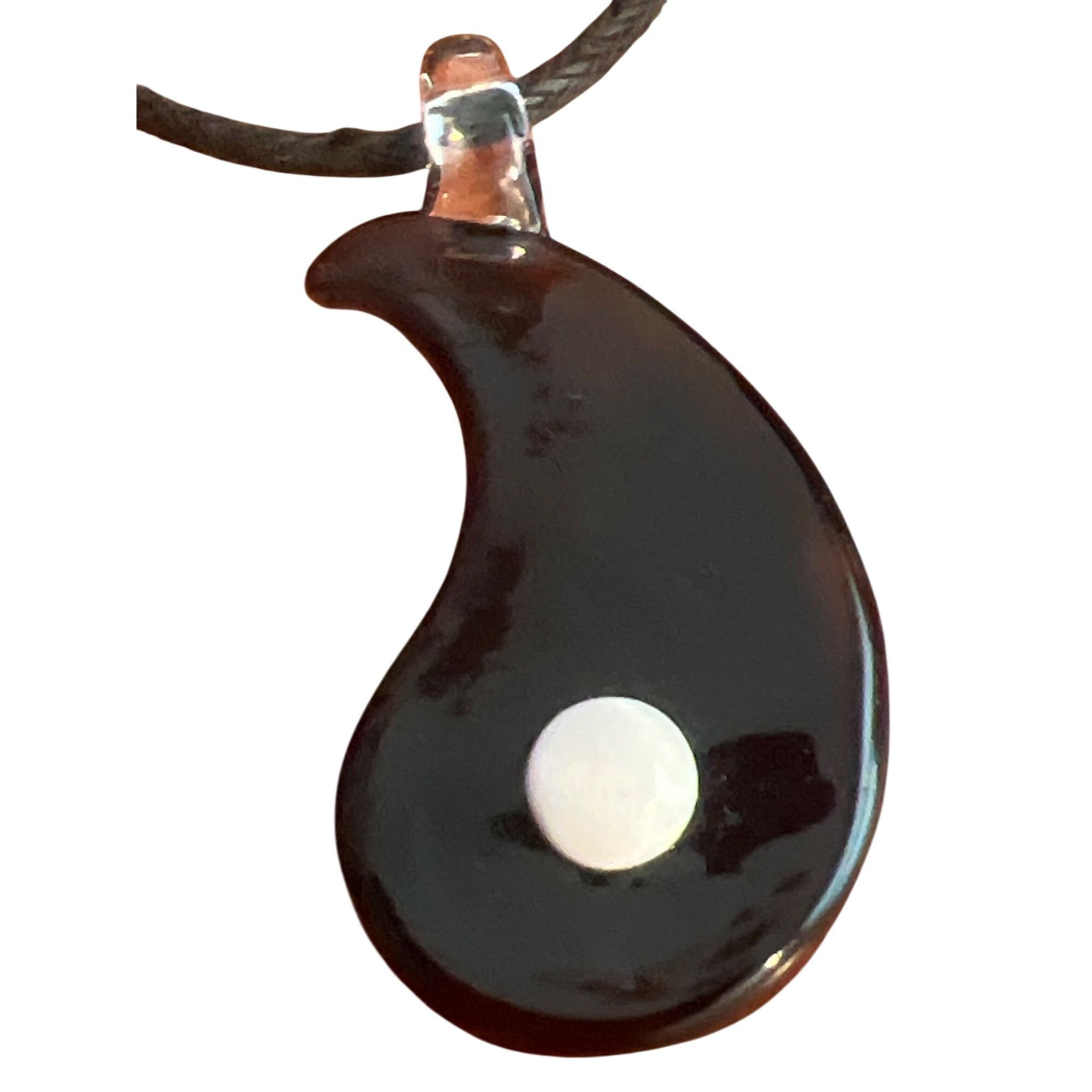 Other Black White Glass Yin Yang Pendant Necklace Black Cord Skate Size ONE SIZE - 2 Thumbnail
