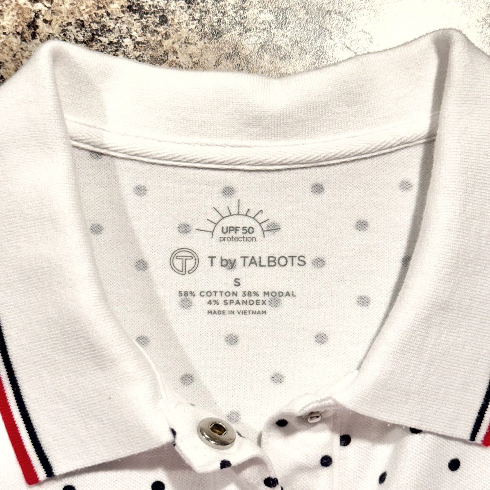 Talbots T by Talbots Golf Polo Polka Dot White SUPF 50 Tennis Preppy Size S / US 4 / IT 40 - 3 Thumbnail