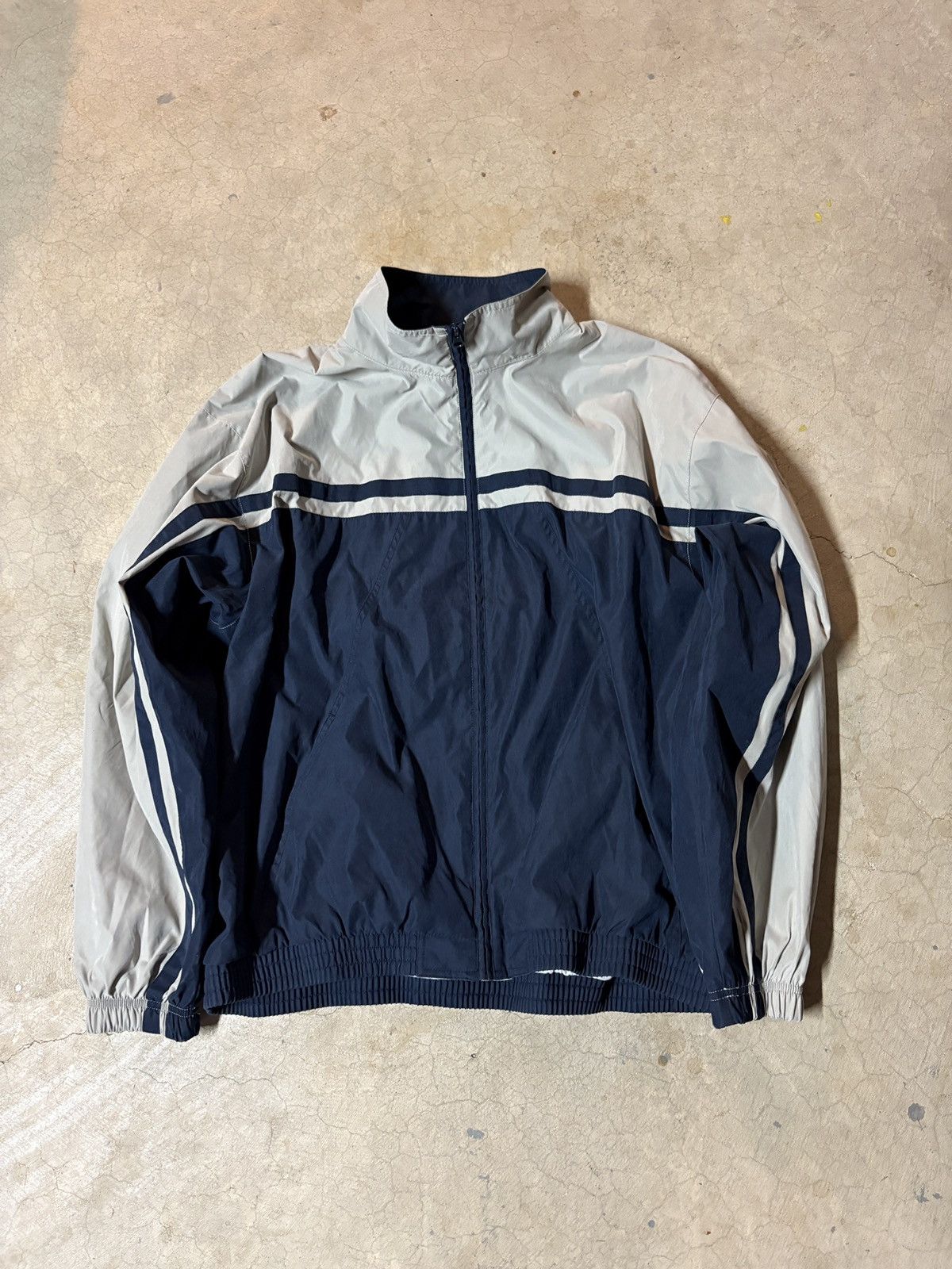Croft & Barrow Vintage 90s Croft & Barrow Stripe Windbreaker Jacket Navy Size US L / EU 52-54 / 3 - 1 Thumbnail